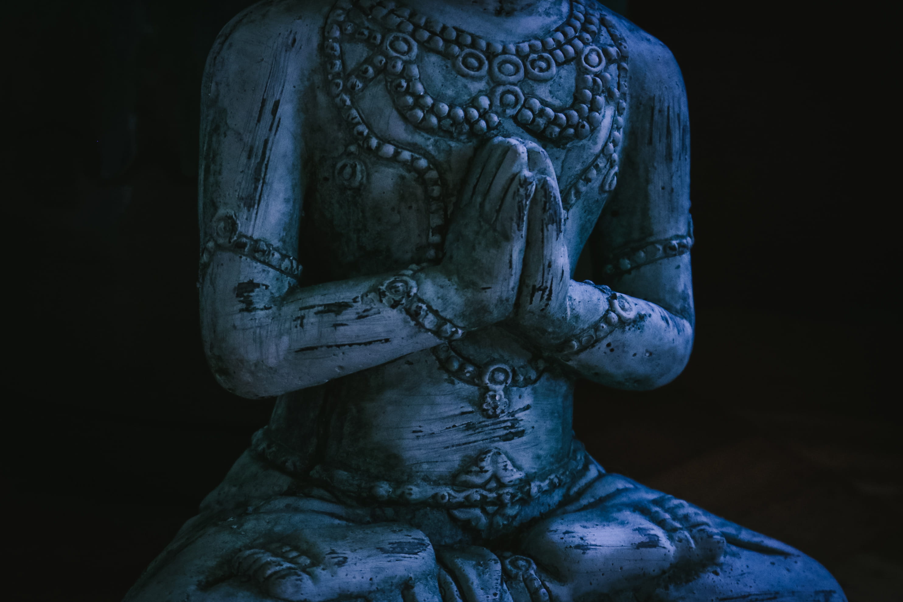 religion, craft, shrine, temple, building, natrual, indoors, statue, buddha, apparel, sculpture, spirituality, representation, no people, black background, HD Wallpaper