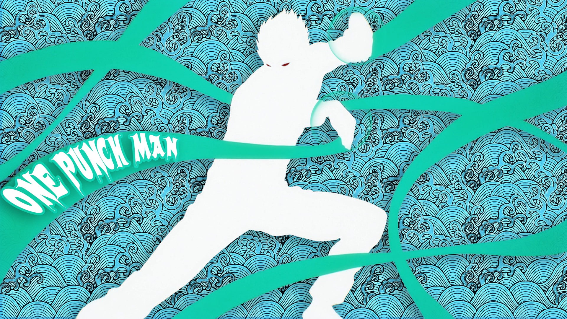1080P, indoors, complexity, textile, repetition, pattern, green color, turquoise colored, creativity, design, white color, silver fang one punch man, ornate, HD Wallpaper