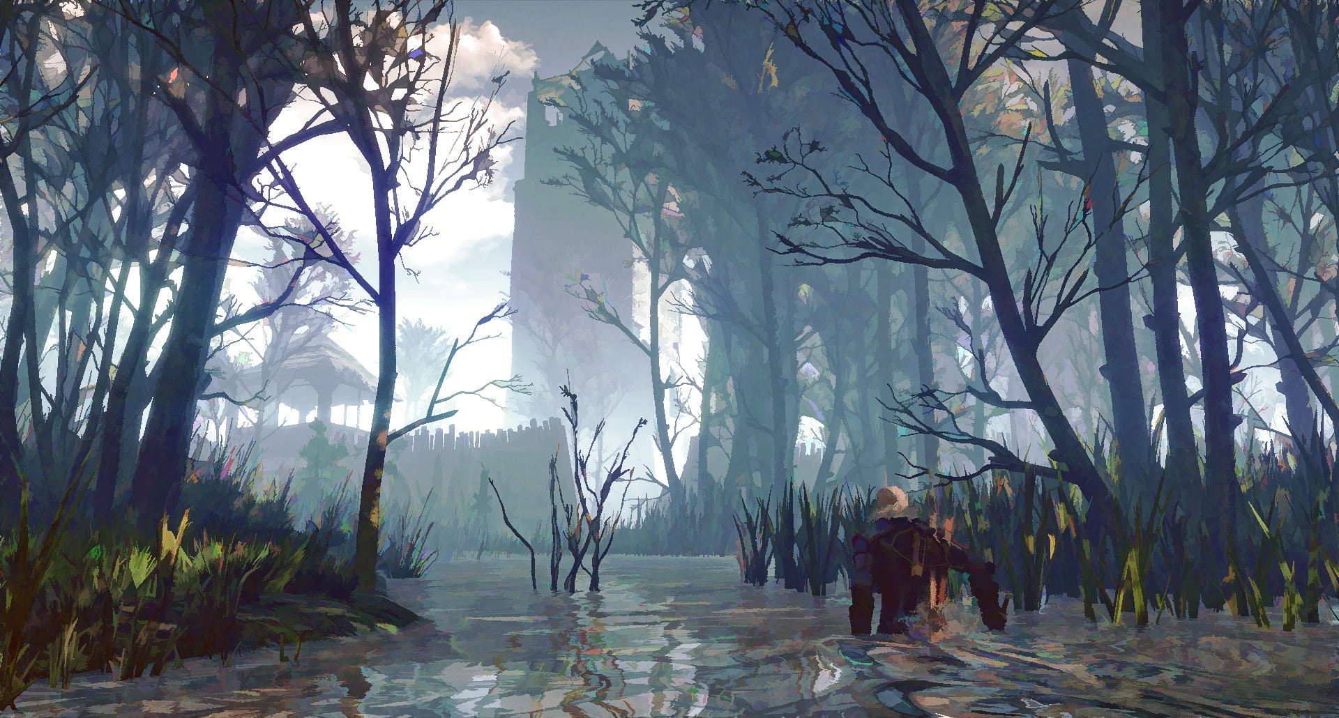 real people, tree, outdoors, lifestyles, nature, screen shot, day, standing, leaf, leisure activity, 1080P, walking, digital art, rear view, growth, The Witcher 3: Wild Hunt, HD Wallpaper