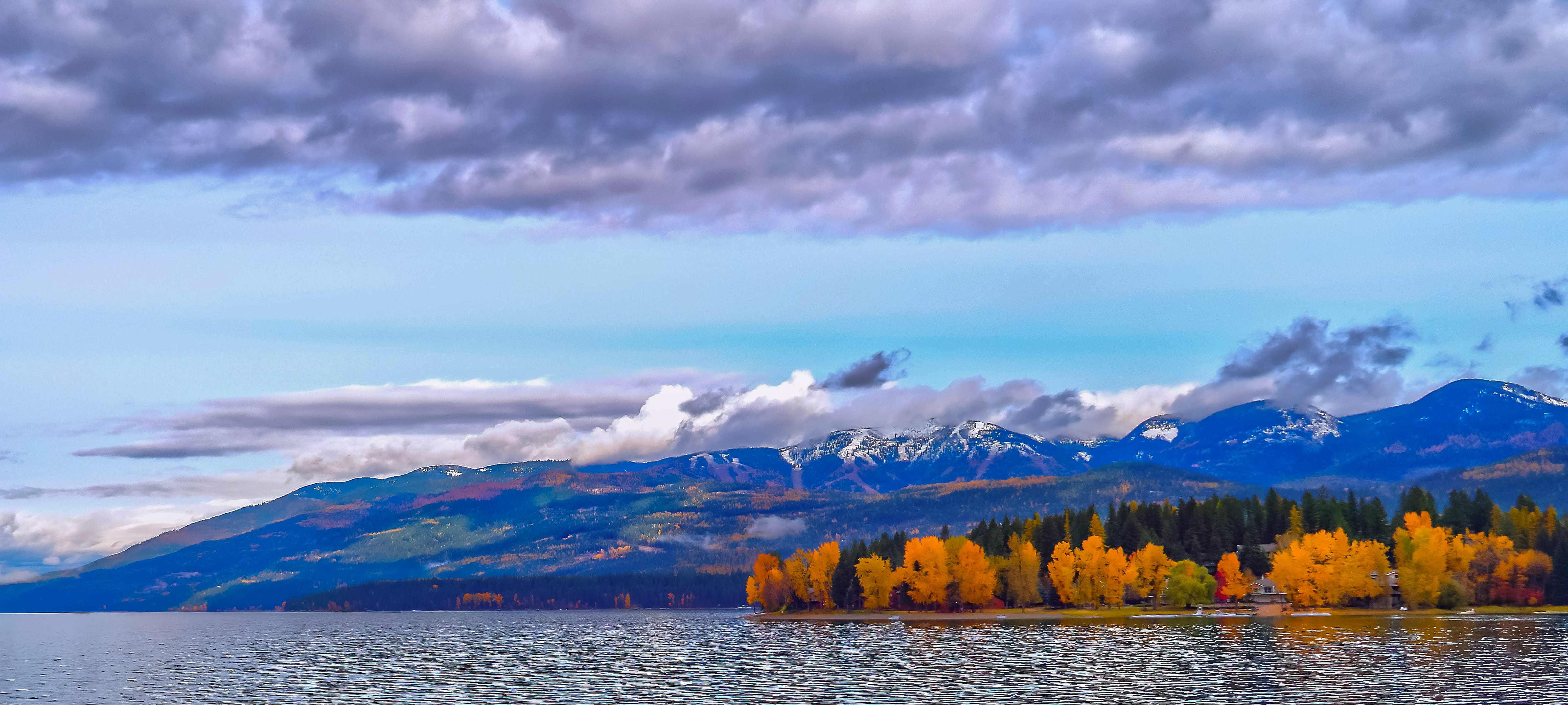 landscape, sky, flora, conifer, tree, snow, ice, scenics - nature, day, tranquility, near, whitefish, non-urban scene, 5K, glacier, cumulus, nature, lake, HD Wallpaper