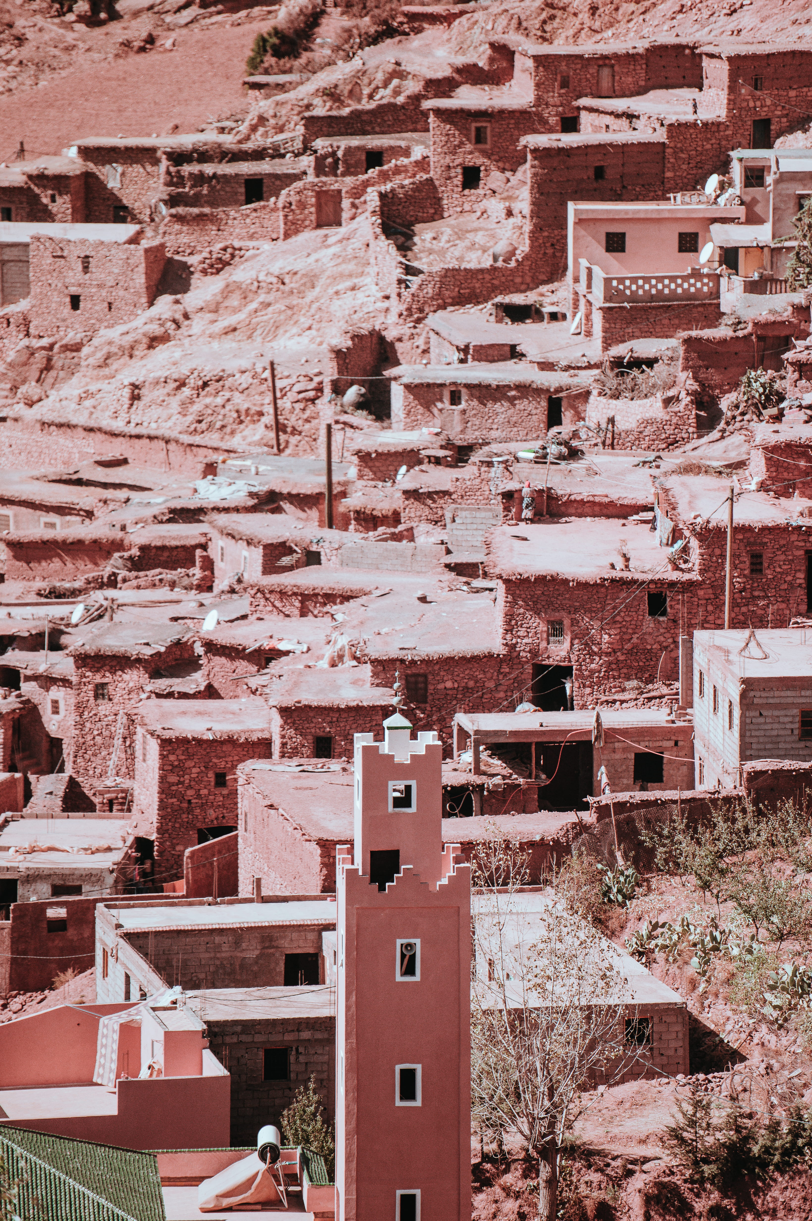 wall, architecture, history, city, no people, moroccan, nature, house, travel destinations, the past, mountain, 4K, old, brick wall, brick, high angle view, Phone HD Wallpaper