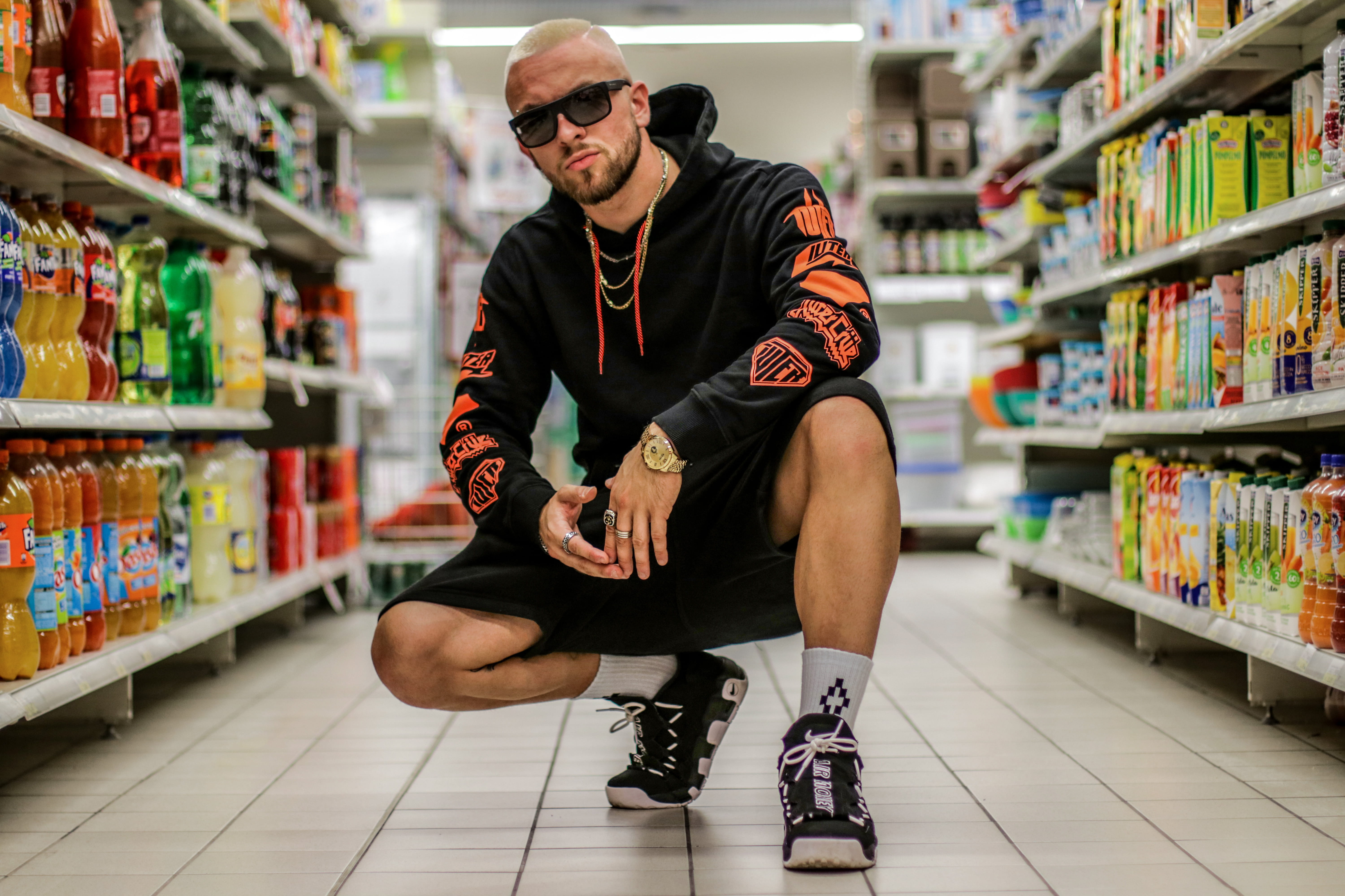 shopping, man, shelf, items, front view, glasses, 5K, sunglasses, consumerism, young men, males, one person, store, lifestyles, grocery, fashion, casual clothing, HD Wallpaper