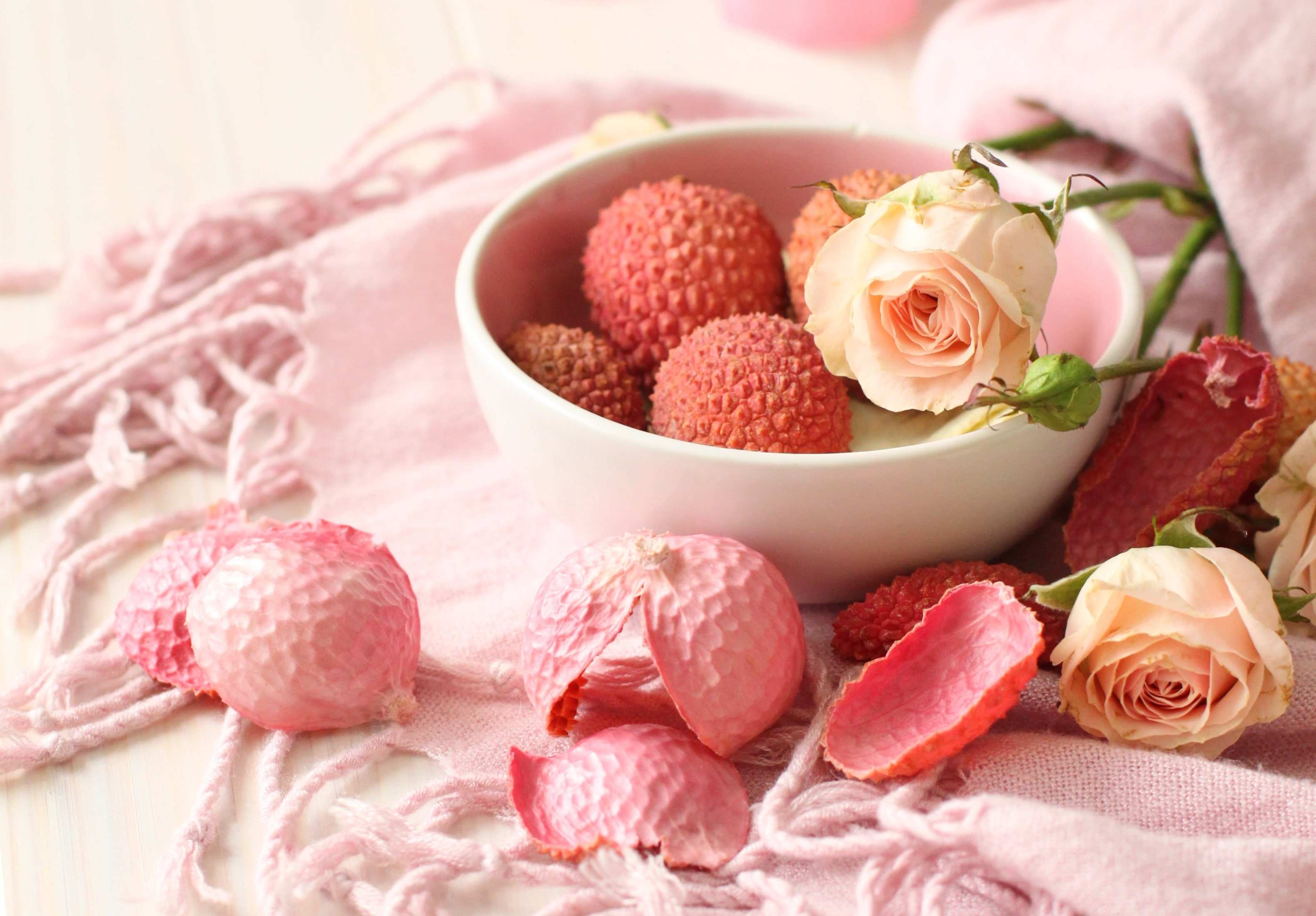 flowers, roses, lychee, Chinese plum, 2K, pink, HD Wallpaper