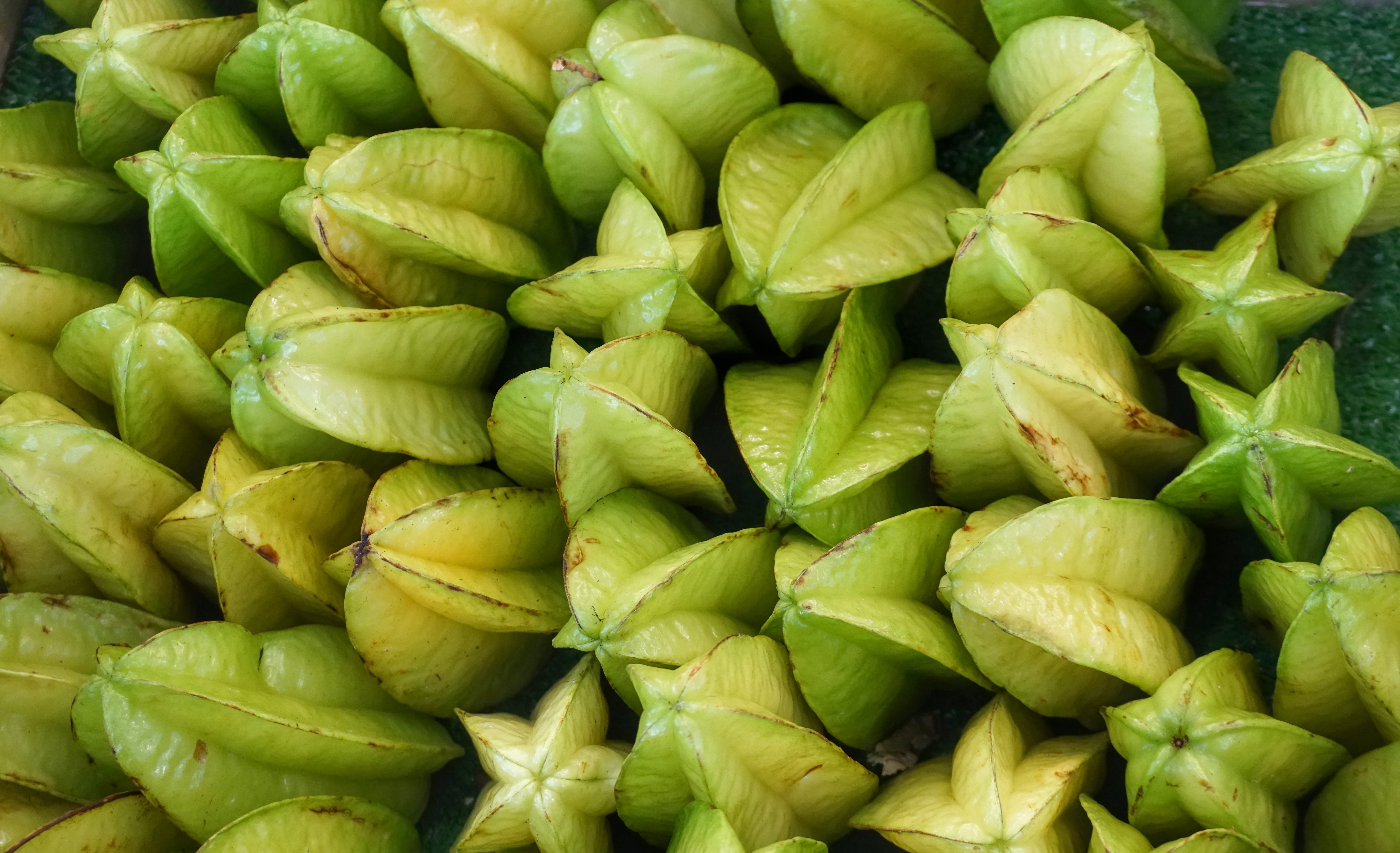 high angle view, backgrounds, food and drink, still life, for sale, retail, abundance, grow, healthy, food, starfruit, nutrition, large group of objects, HD Wallpaper