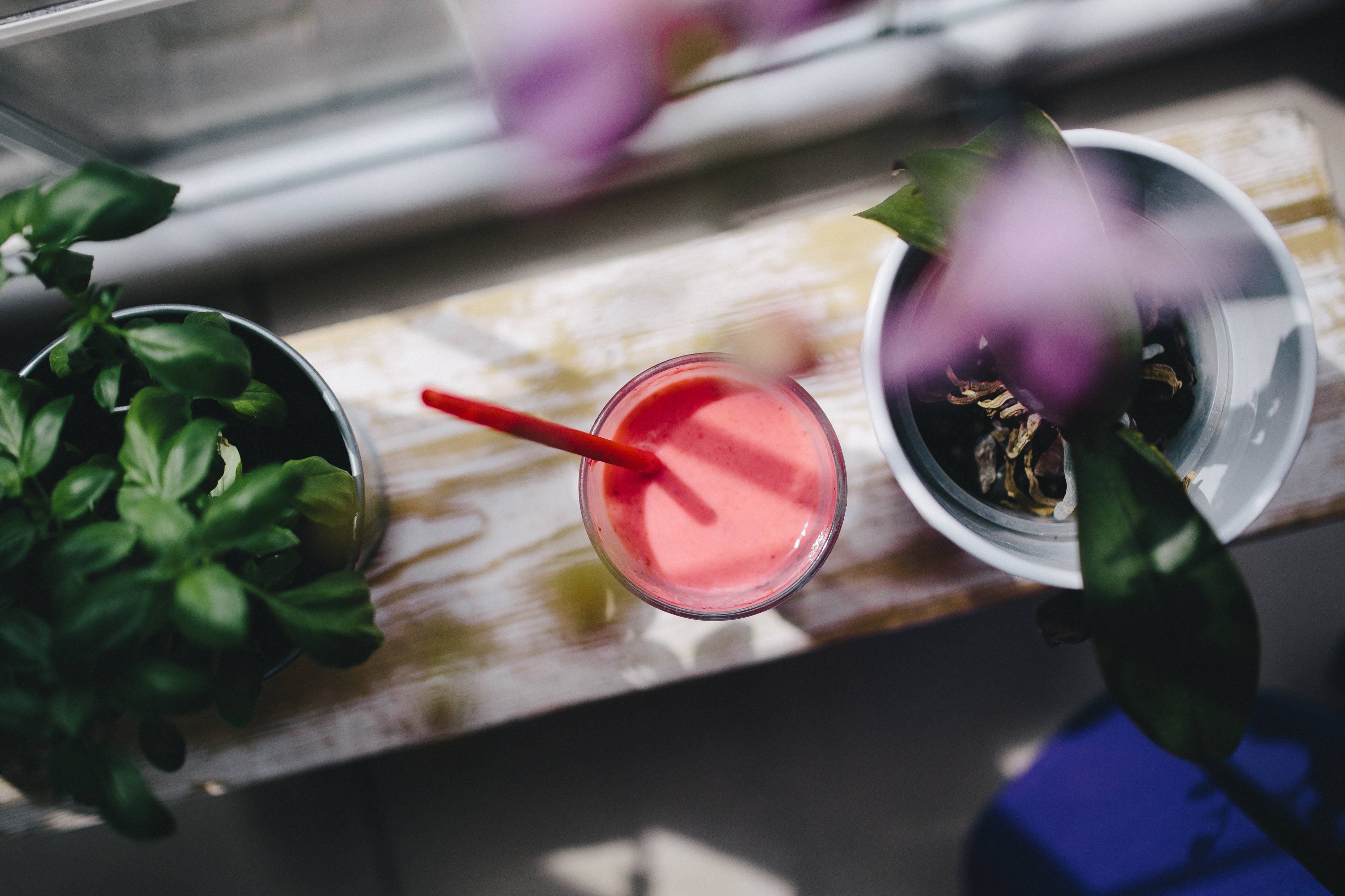 high angle view, glass, no people, red, Fresh, tasty, day, still life, 4K, plant, refreshing, diet, food and drink, indoors, shake, herb, leaf, fruit, HD Wallpaper