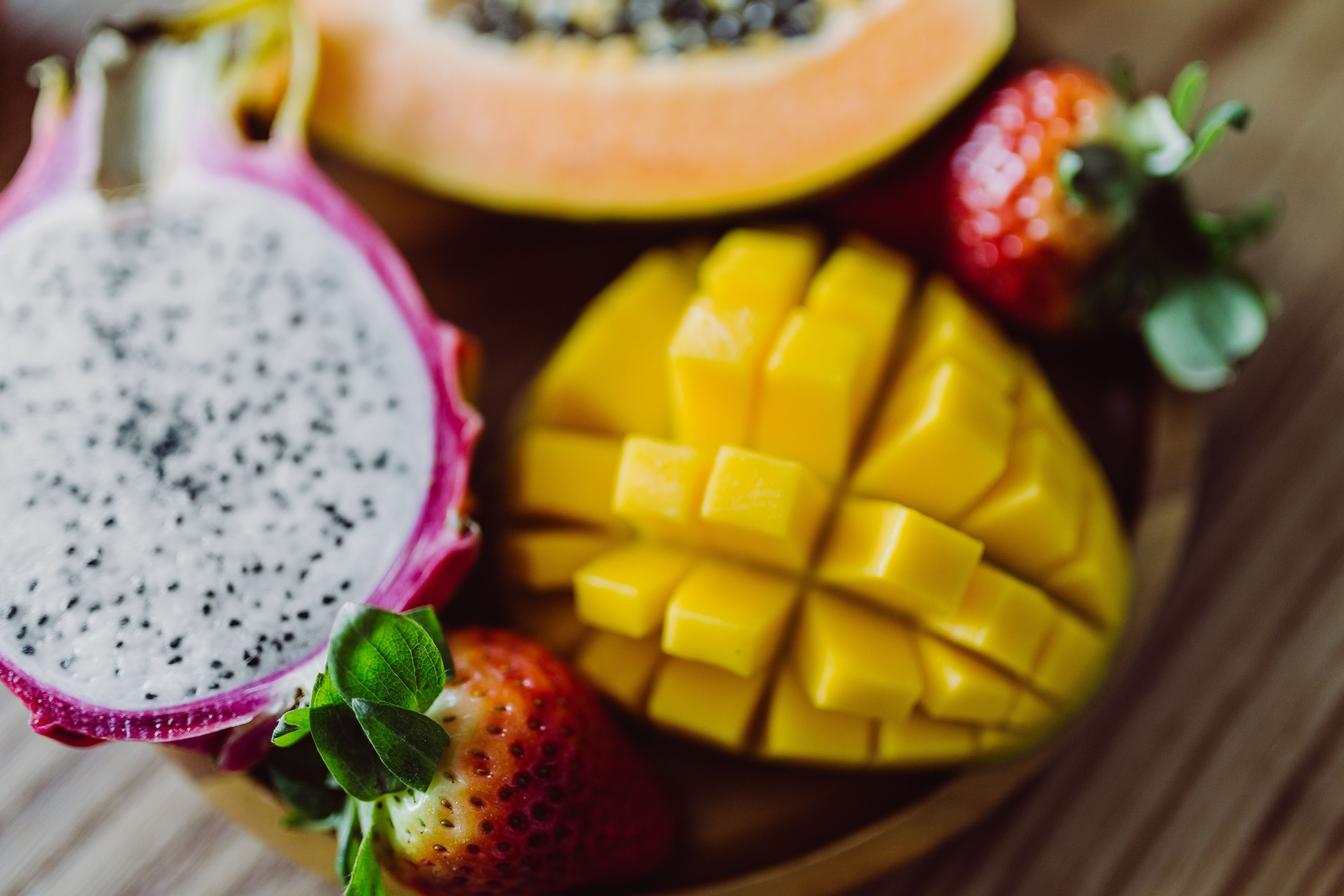 4K, healthy lifestyle, fruit salad, freshness, no people, choice, pineapple, papaya, slice, raw, sweet, cross section, indoors, fresh, healthy, table, HD Wallpaper