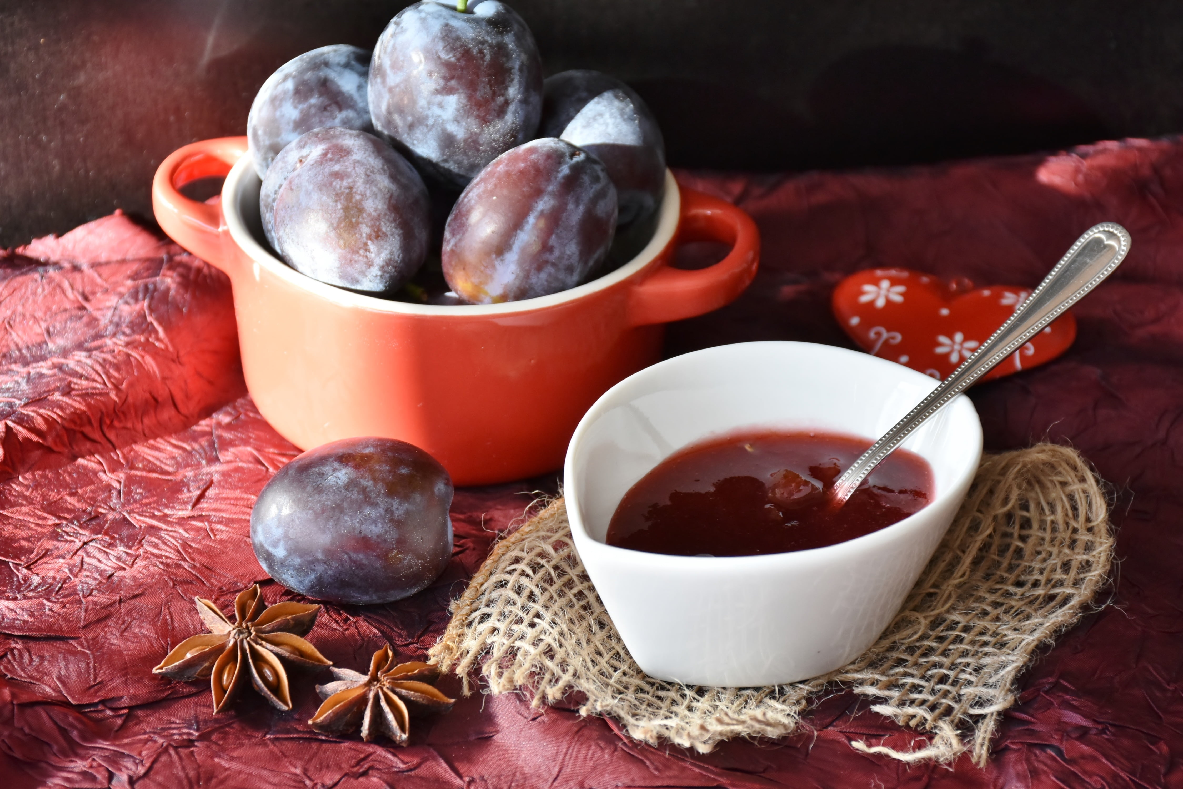 cup, food and drink, freshness, dishes, no people, fruit, bowl, jam, red, spoon, still life, white, ingredient, eating utensil, table, crockery, close-up, HD Wallpaper