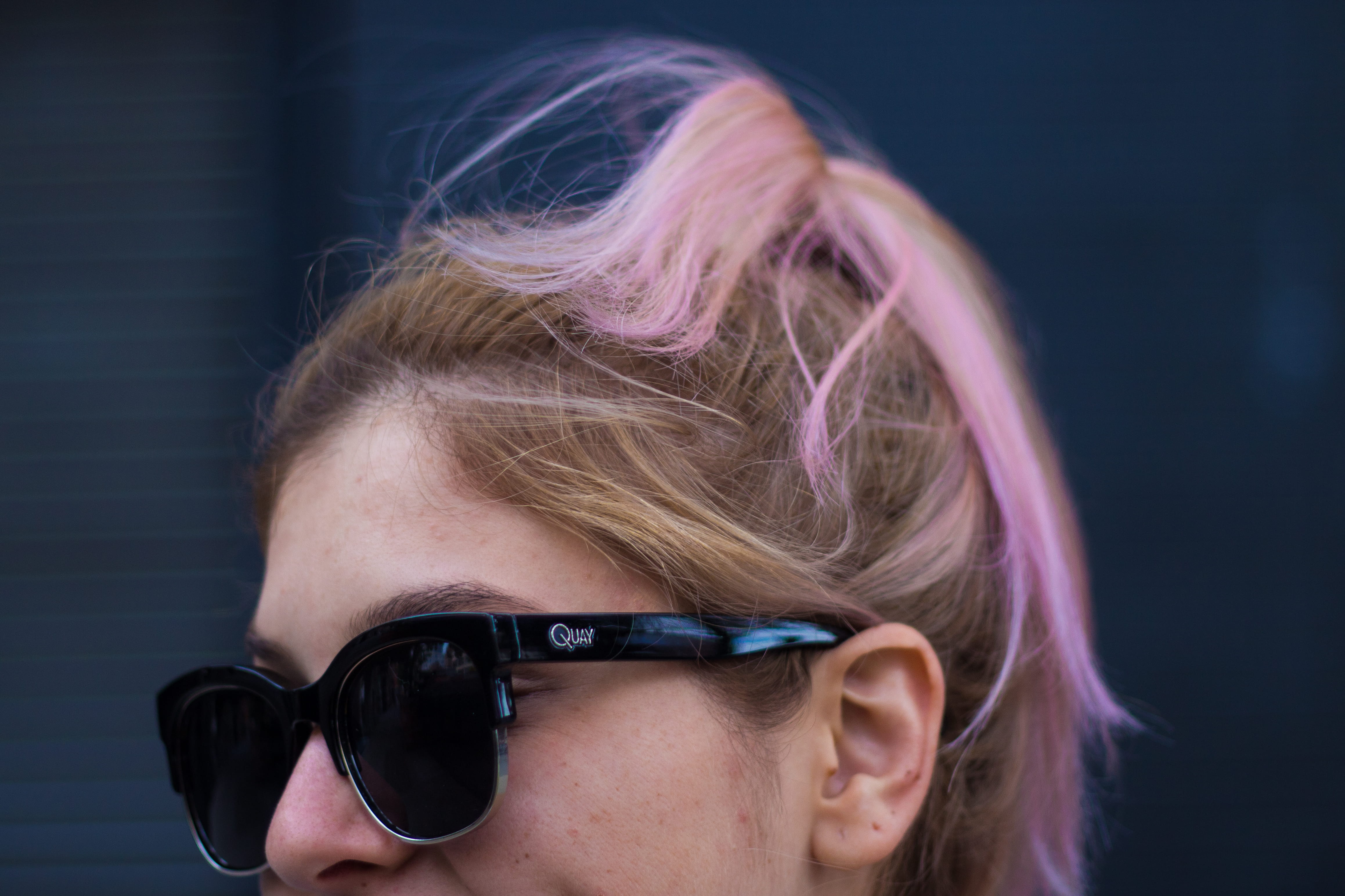 glasses, pink hair, close up, style, lifestyles, s, 4K, model, semi, female, dyed hair, teenager, black, leisure activity, one person, headshot, young women, HD Wallpaper
