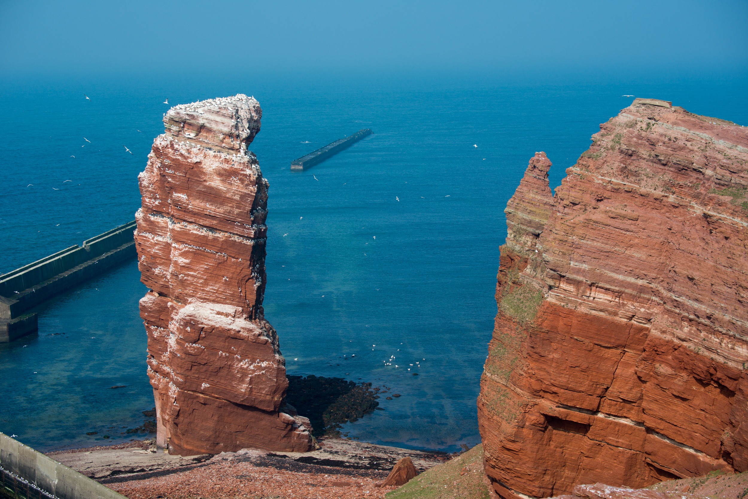 rock - object, lange anna, water, no people, day, cliffs, germany, mode of transportation, built structure, nautical vessel, 1080P, nature, stones, beauty in nature, HD Wallpaper