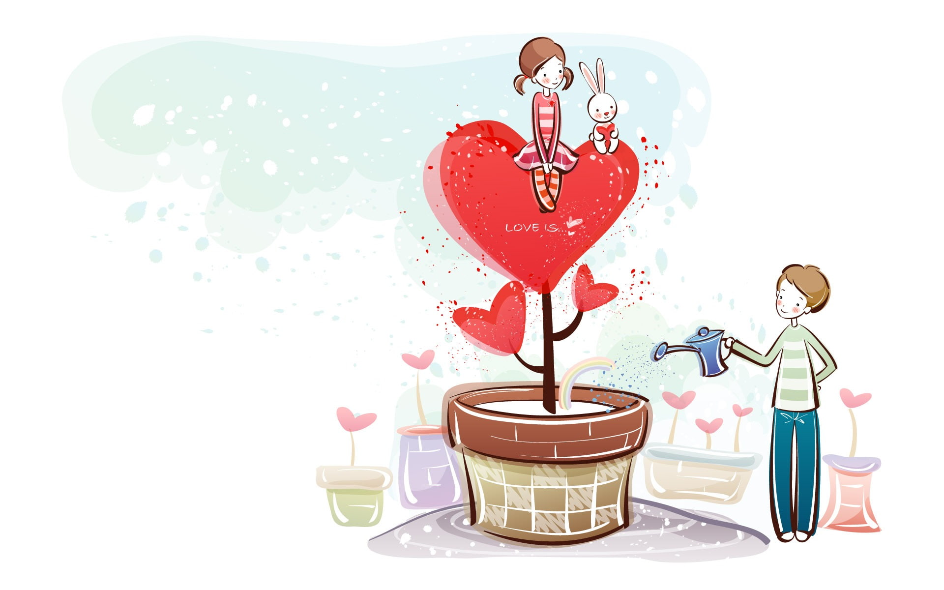 valentin, planta, dia, san, 1080P, corazon, riega, amor, HD Wallpaper