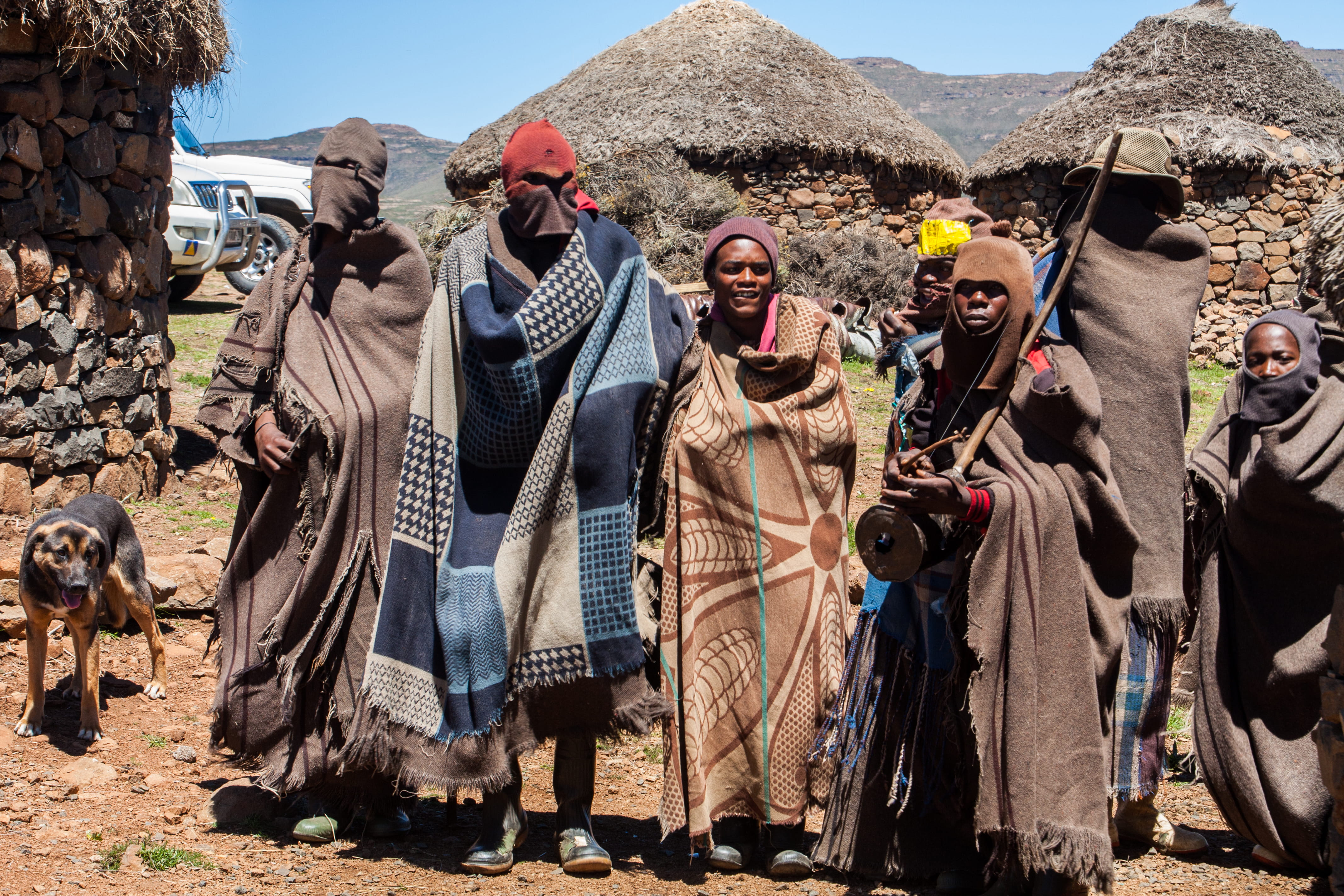 mountain, drakensberg, day, people, group, representation, sunlight, outdoors, lifestyles, lesotho, 4K, men, nature, costume, architecture, real people, HD Wallpaper