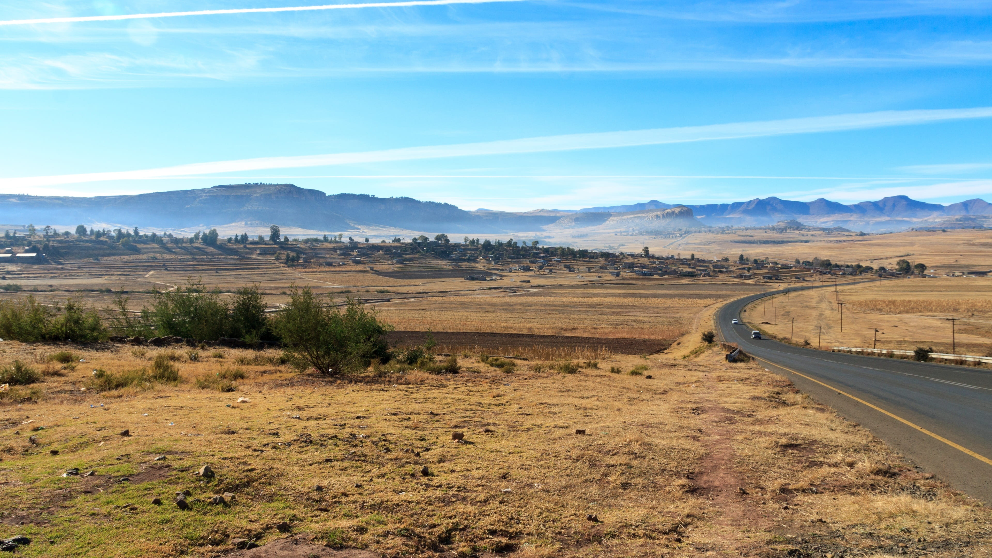 2K, land, climate, no people, non-urban scene, scenics - nature, travel, tranquil scene, plant, africa, transportation, semi-arid, mountains, outdoors, HD Wallpaper