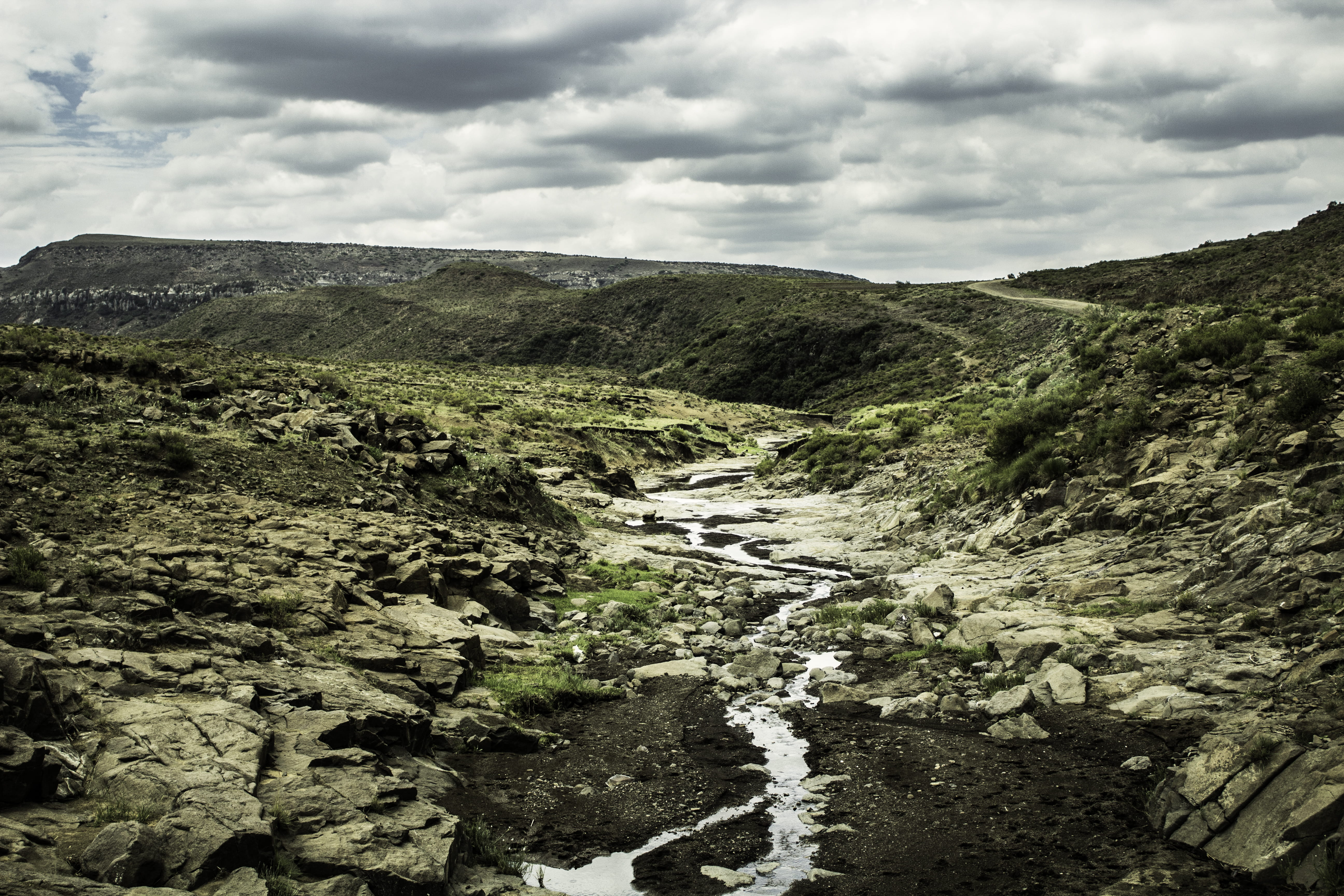 valley, sky, day, lesotho, sahara, water, tranquility, river, hill, nature, rocky, scenics - nature, land, outdoors, hills, landscape, africa, tranquil scene, HD Wallpaper