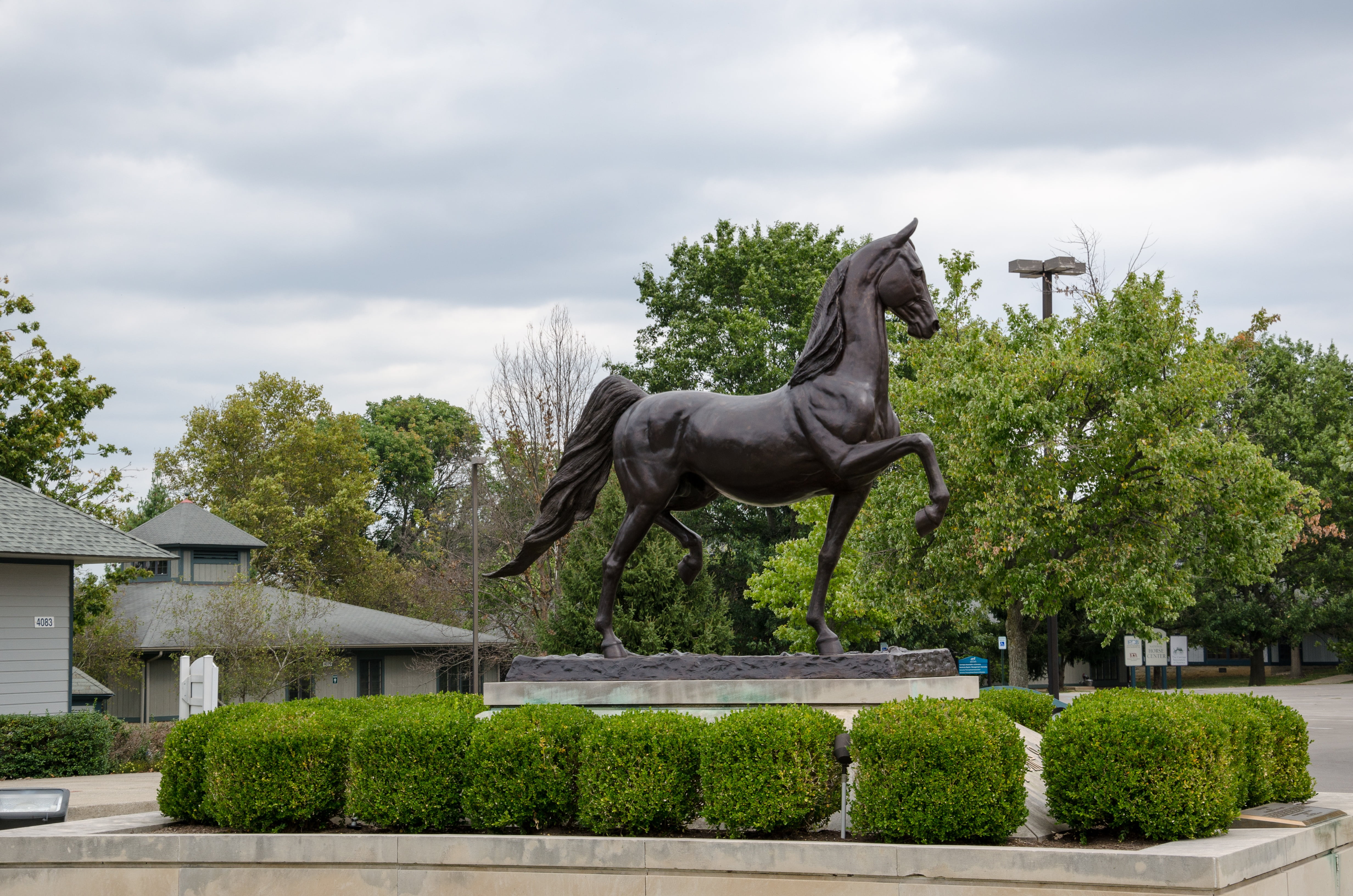 cloud - sky, creativity, brown, day, sculpture, kentucky horse park, art and craft, outdoors, horse, representation, built structure, nature, america, 4K, HD Wallpaper