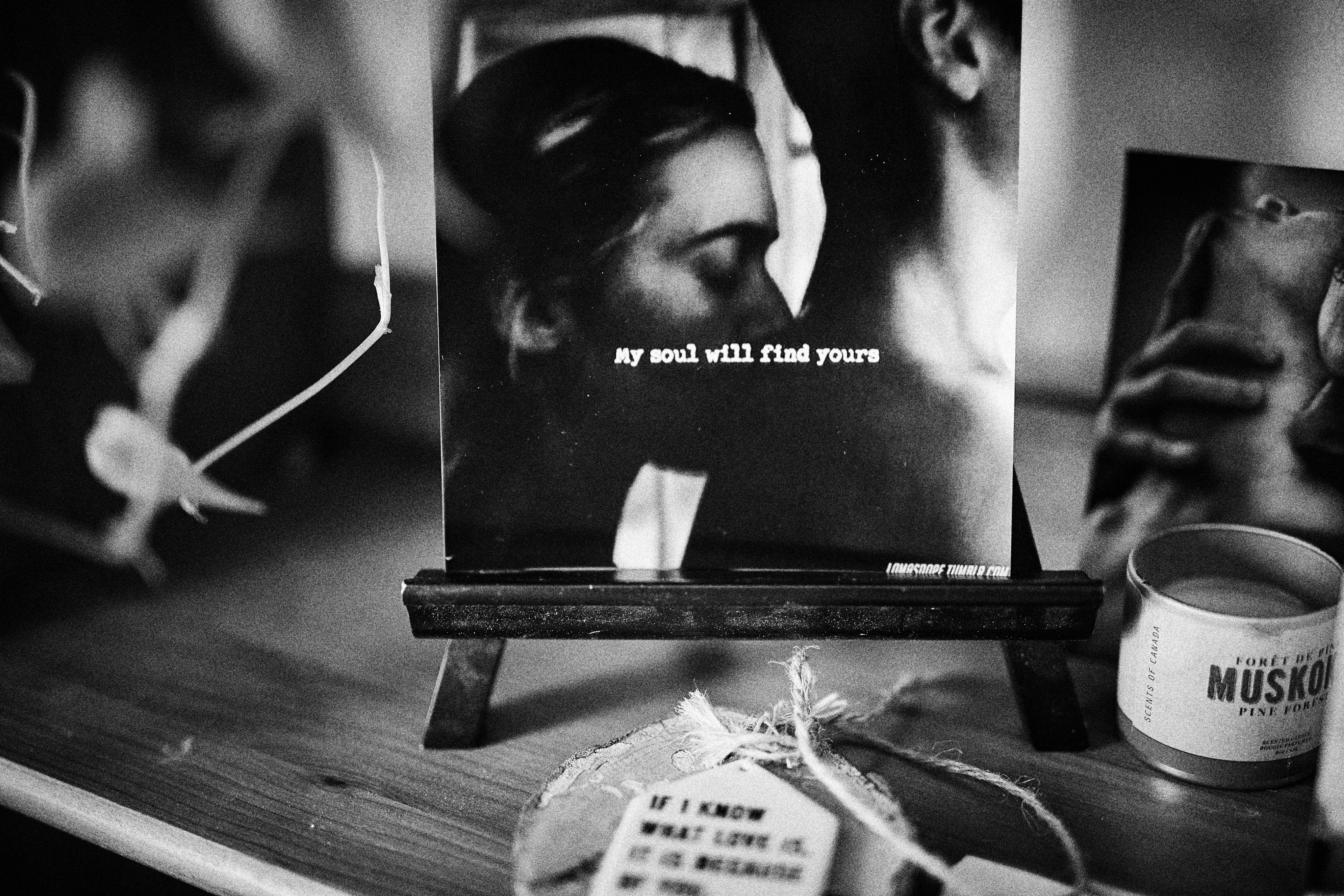 young adult, will, couple, communication, find, close-up, black and white, photo, 5K, art, grayscale, human face, real people, quote, woman, frame, focus on foreground, HD Wallpaper