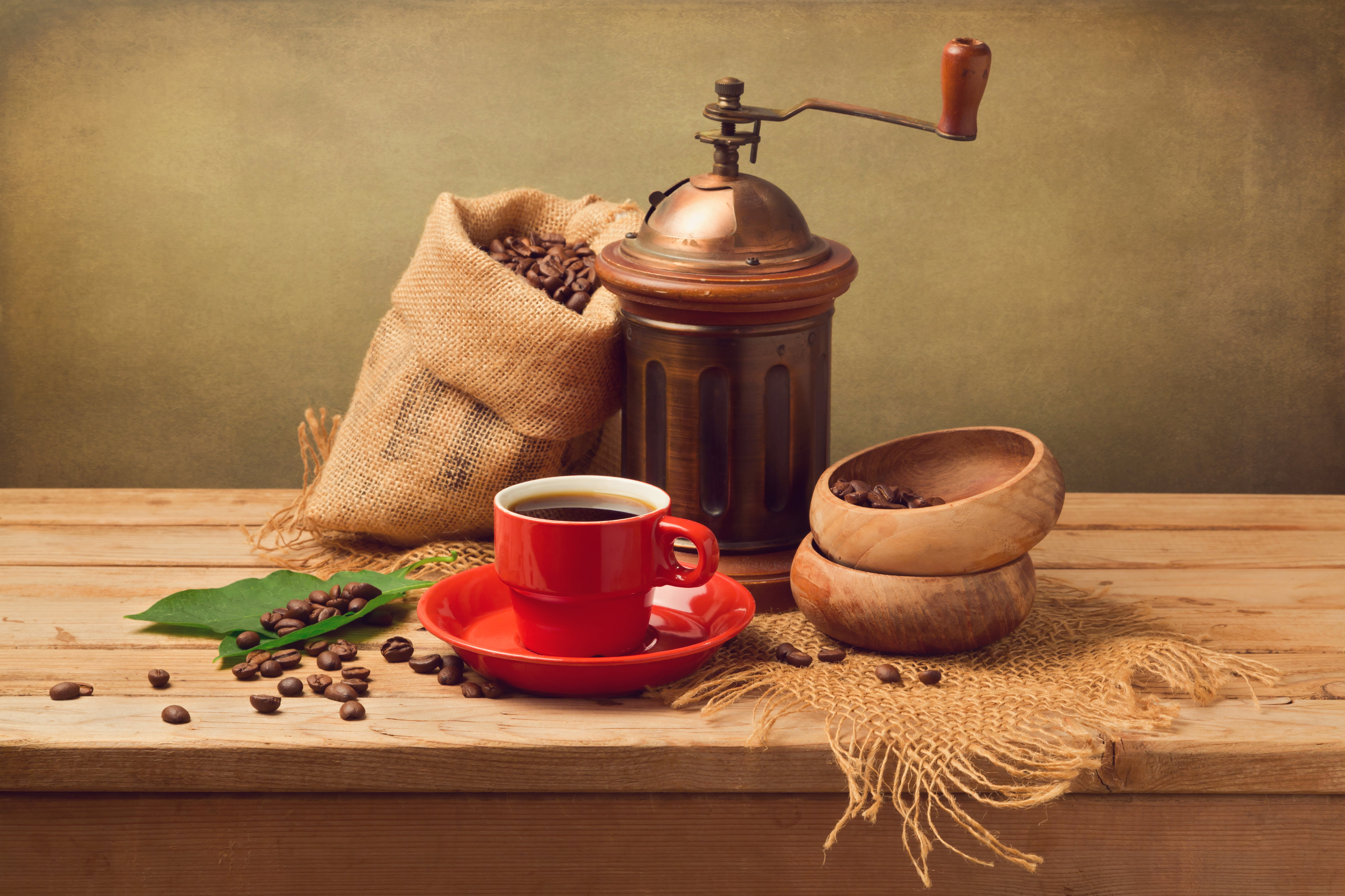 food and drink, food, coffee grinder, spice, herb, wood - material, healthy eating, grinder, bottle, pouch, red, still life, manual, rustic, Cup, container, HD Wallpaper