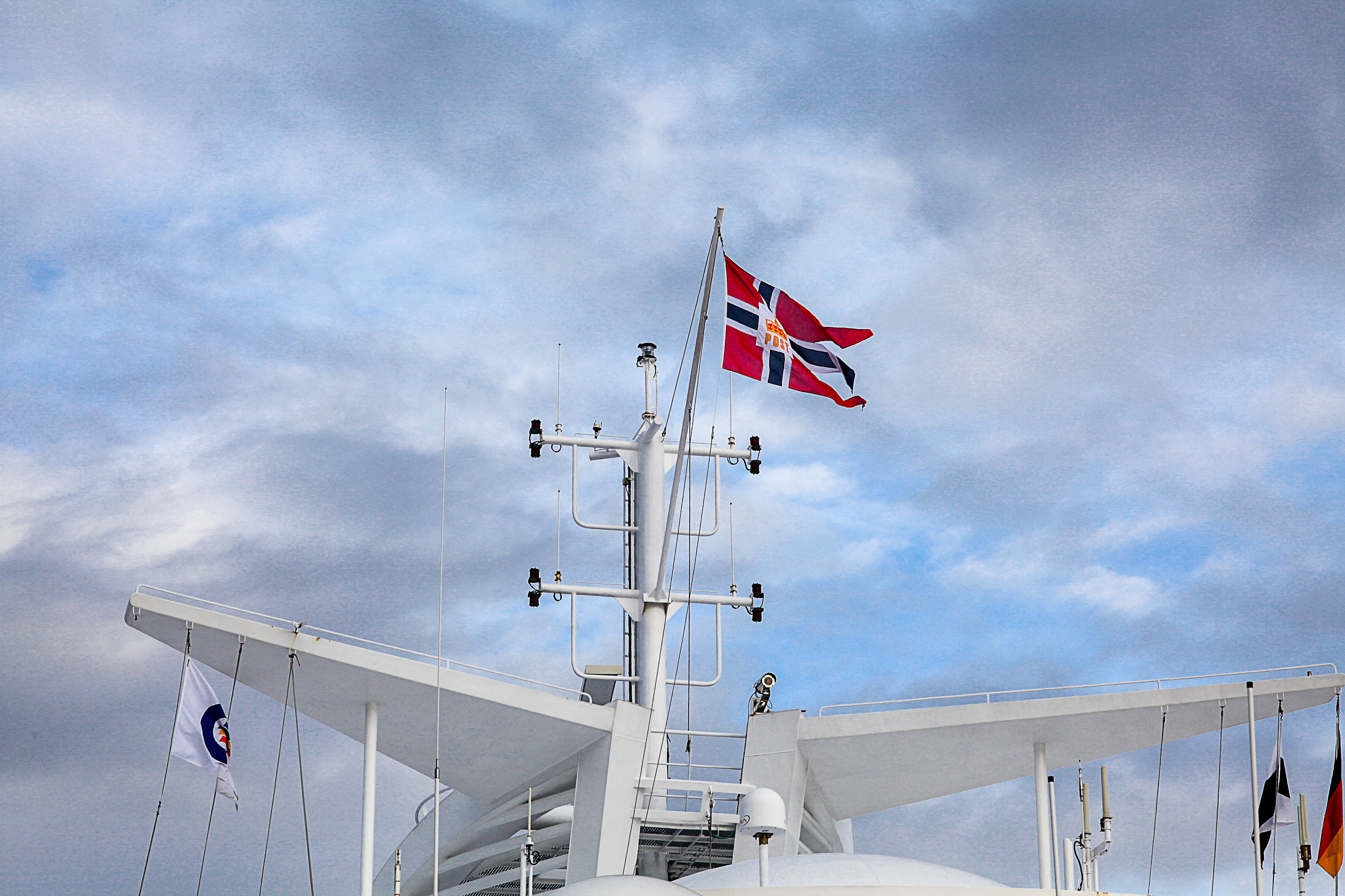 sky, windy, environment, flutter, transportation, built structure, wave, patriotism, white color, wind, flag, cloud - sky, baltic sea, norway, architecture, HD Wallpaper