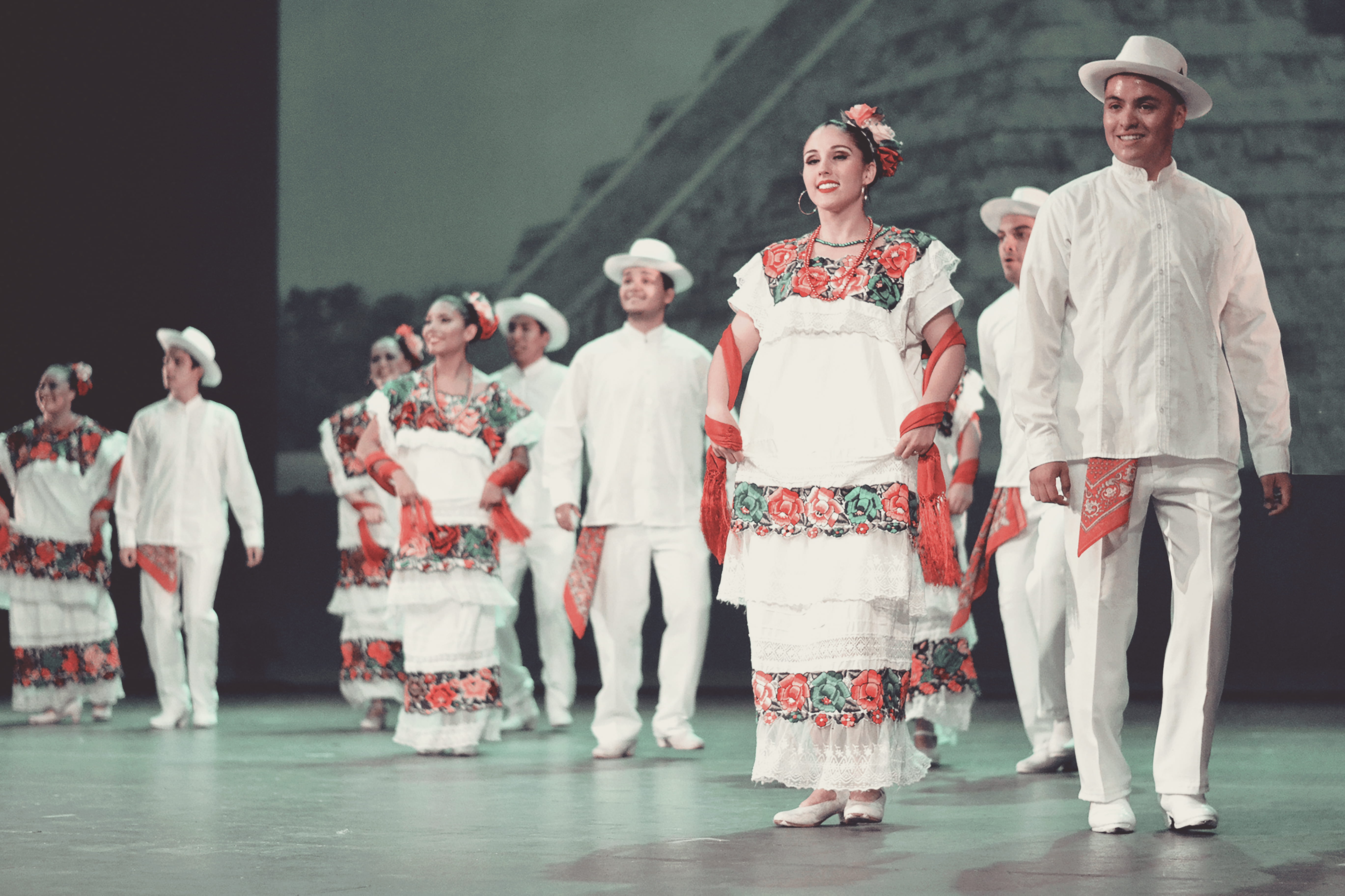green, group of people, day, females, full length, red, standing, looking at camera, 5K, traditional clothing, dress, clothing, medium group of people, HD Wallpaper