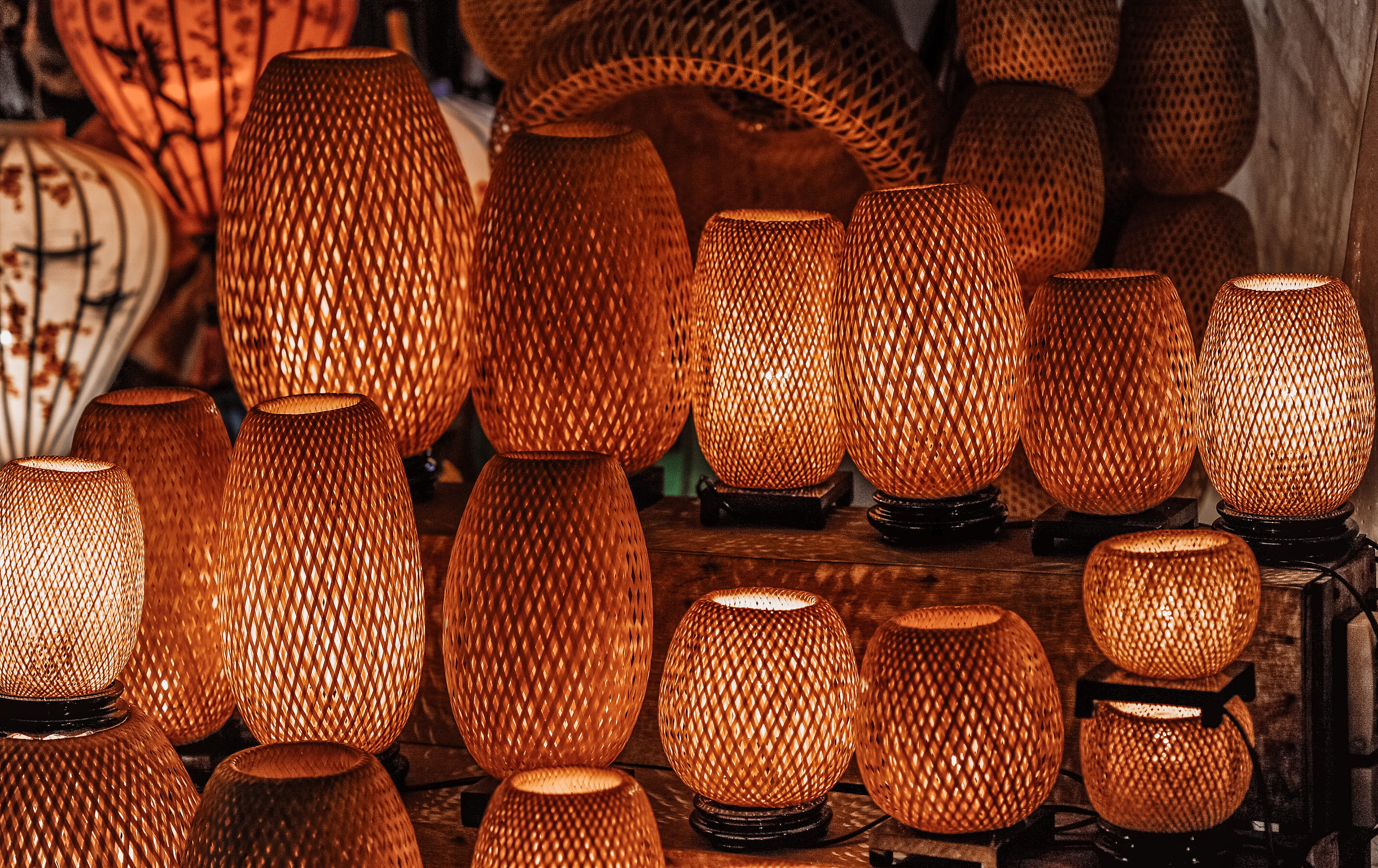 choice, 4K, art and craft, container, hanging, lamps, design, texture, large group of objects, handmade, wooden, abundance, full frame, traditional, still life, HD Wallpaper
