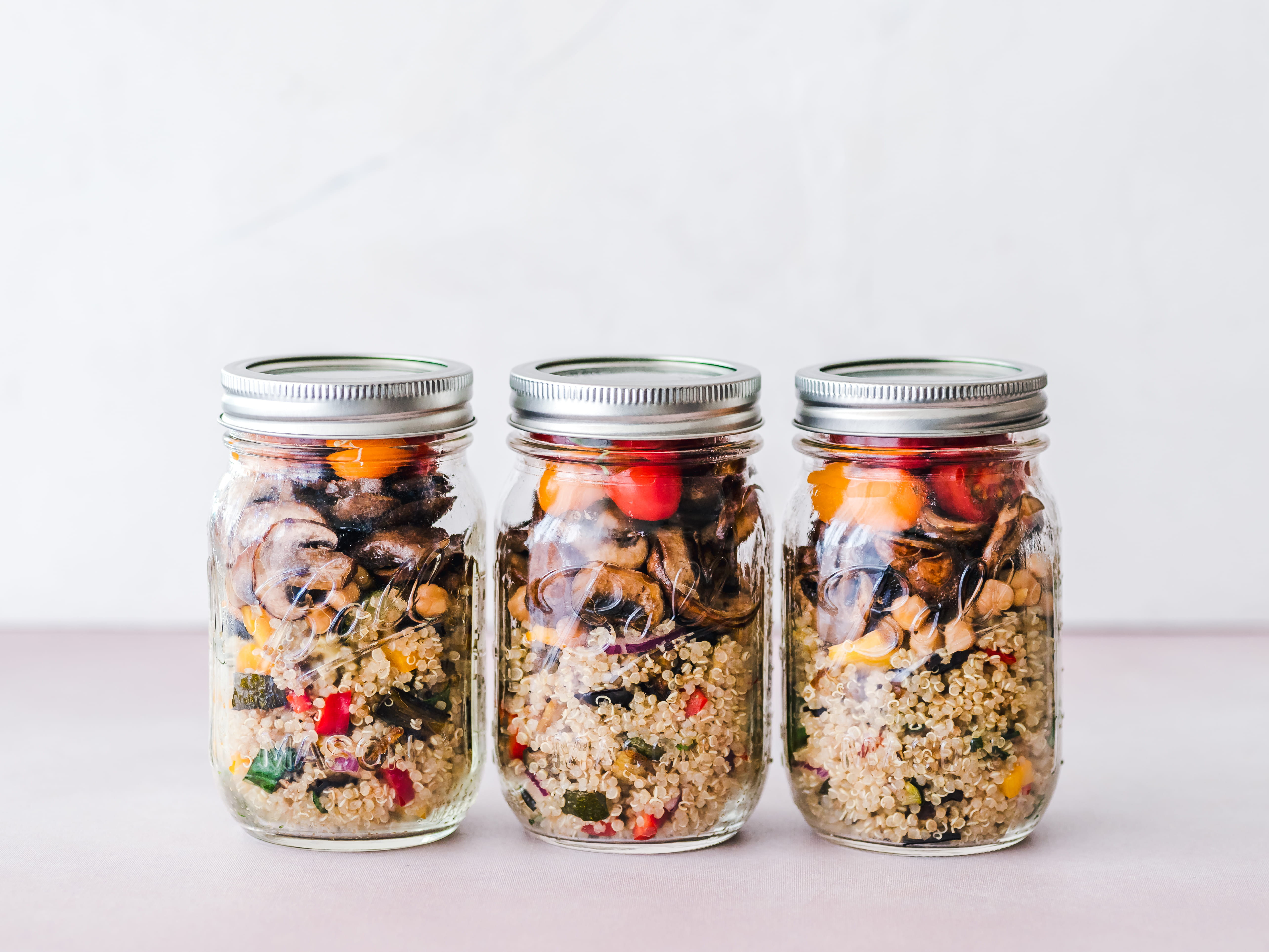 mason jar, vase, vegetable, 5K, confetti, food, healthy eating, lunch, jar, studio shot, confectionery, homemade, wellbeing, glass, in a row, indoors, HD Wallpaper