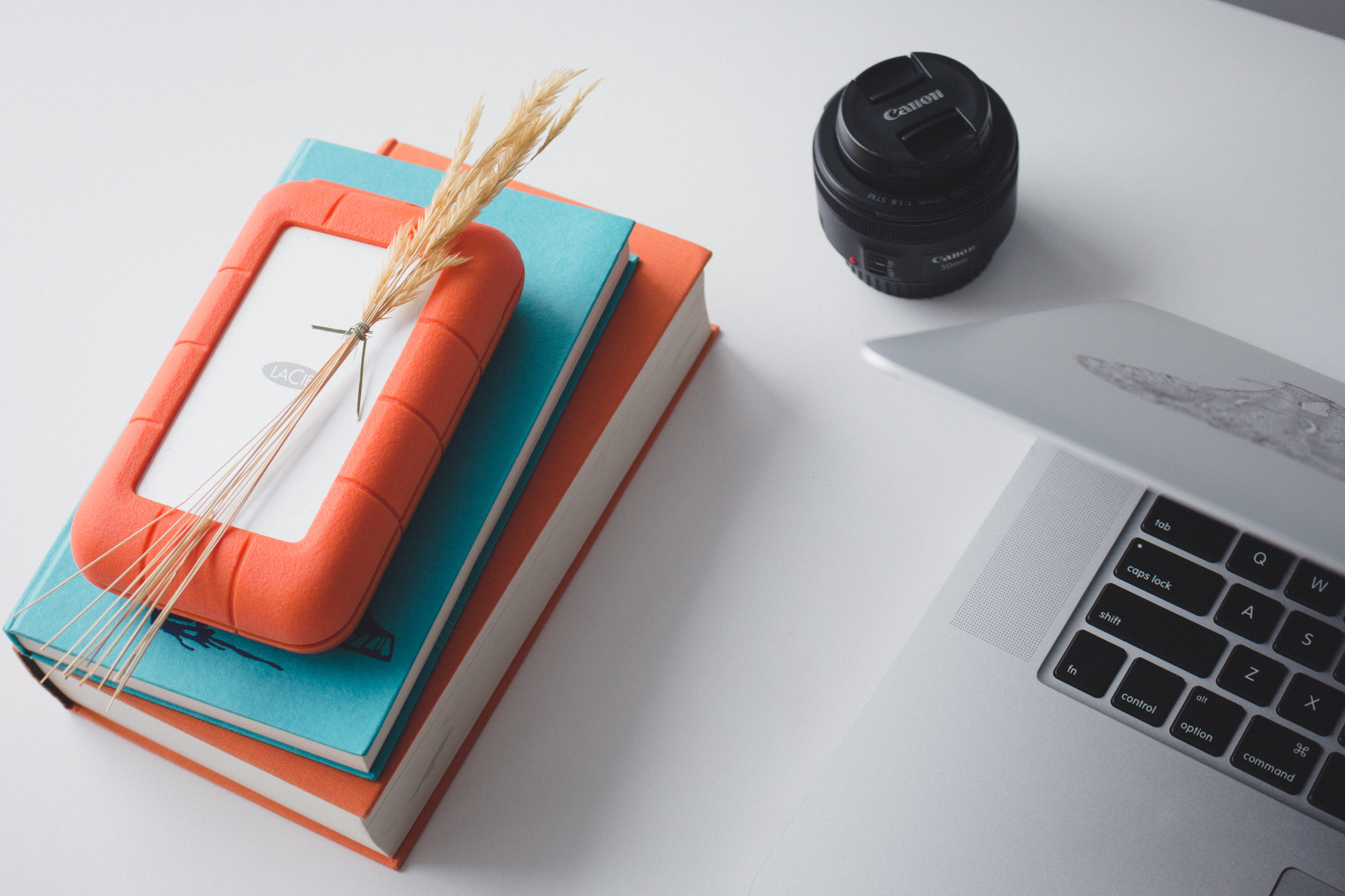 nature, technology, communication, laptop, publication, anywhere, work, high angle view, keyboard, orange, indoors, canon, table, books, writing instrument, HD Wallpaper