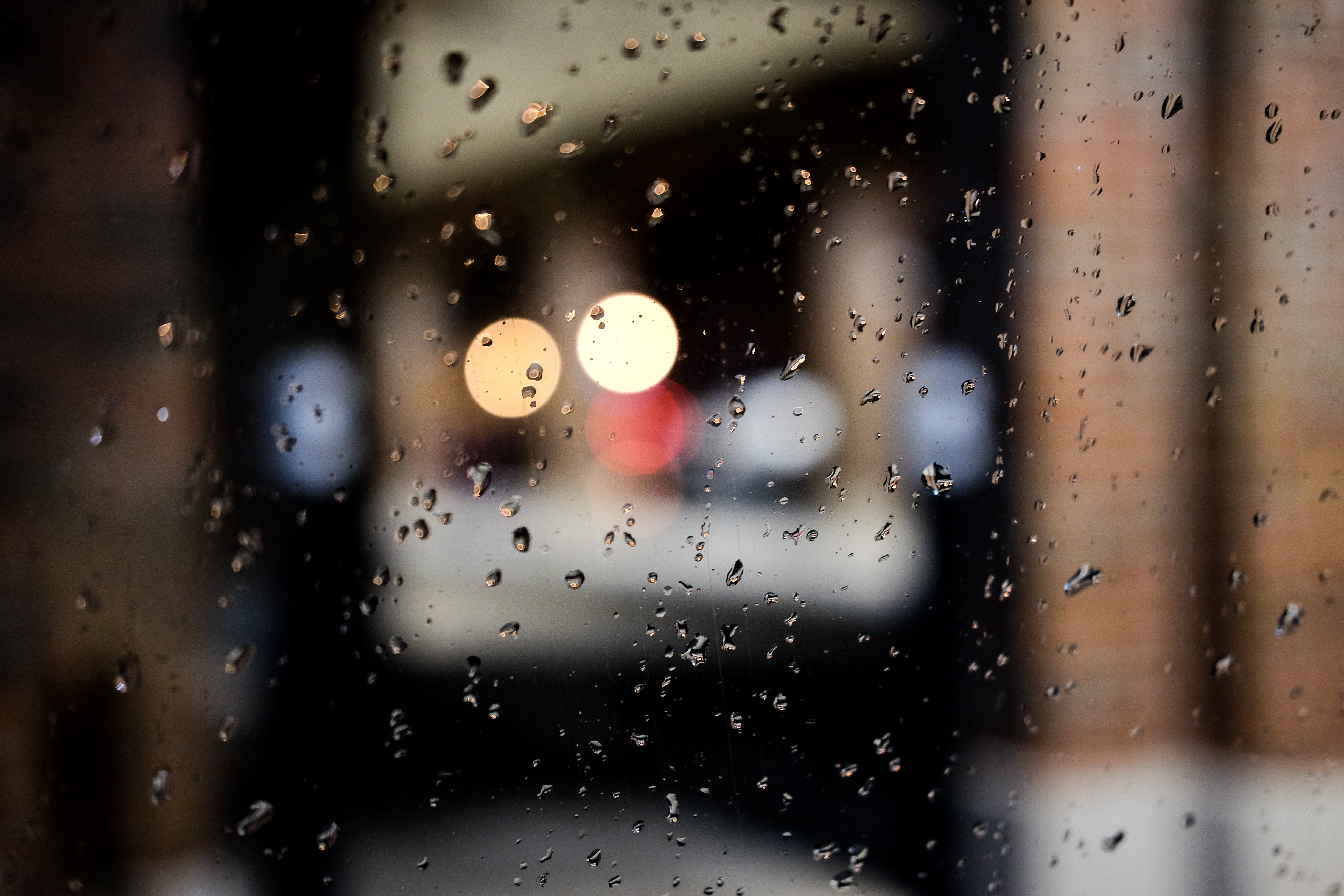 wet, focus on foreground, backgrounds, window, nature, board, 4K, dew, bokeh, no people, indoors, glass, selected, transparent, rain, rainy season, mode of transportation, HD Wallpaper