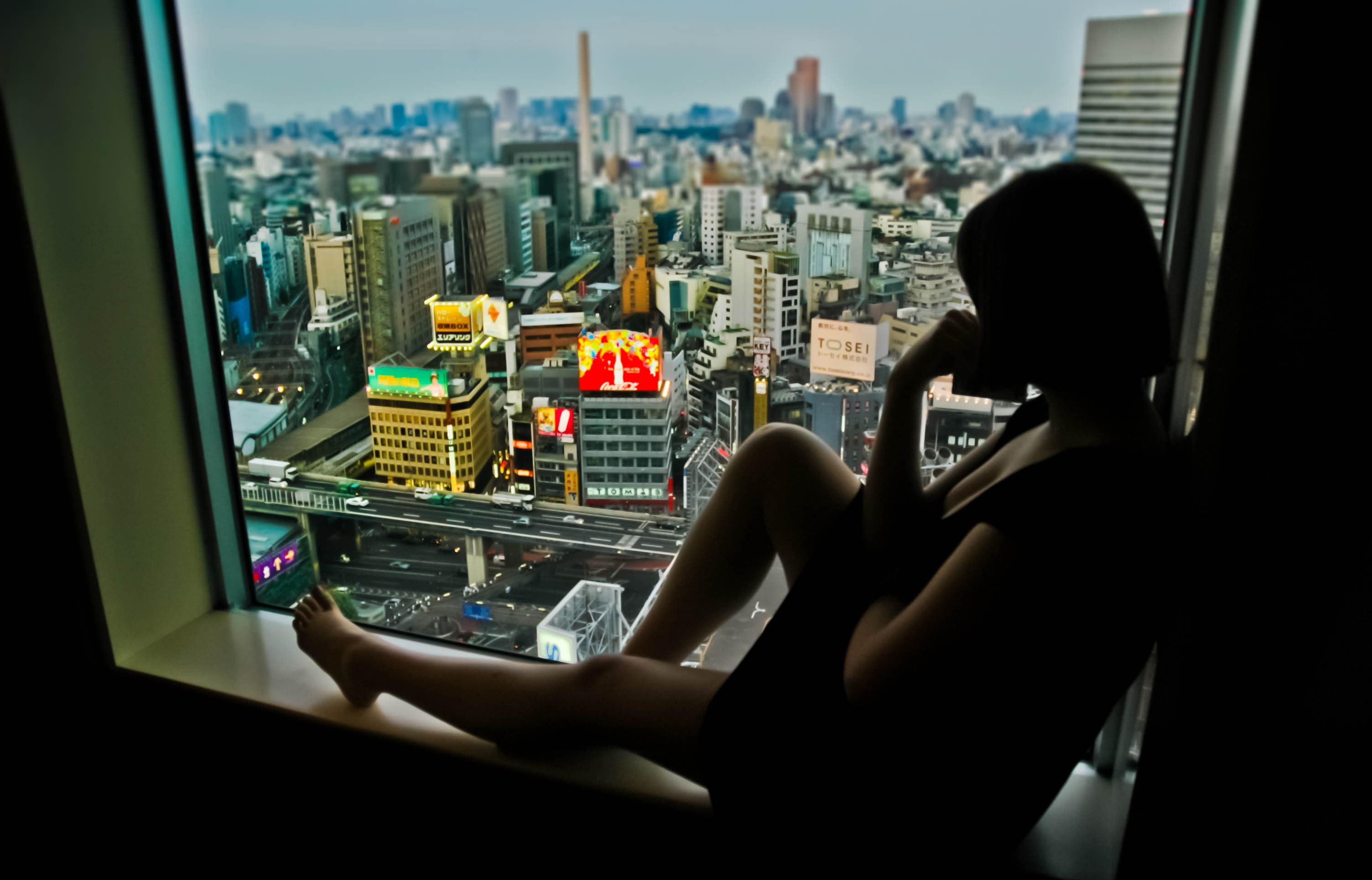 window Sill, Lost In Translation, Cityscape, Silhouette, 2K, Tokyo, HD Wallpaper