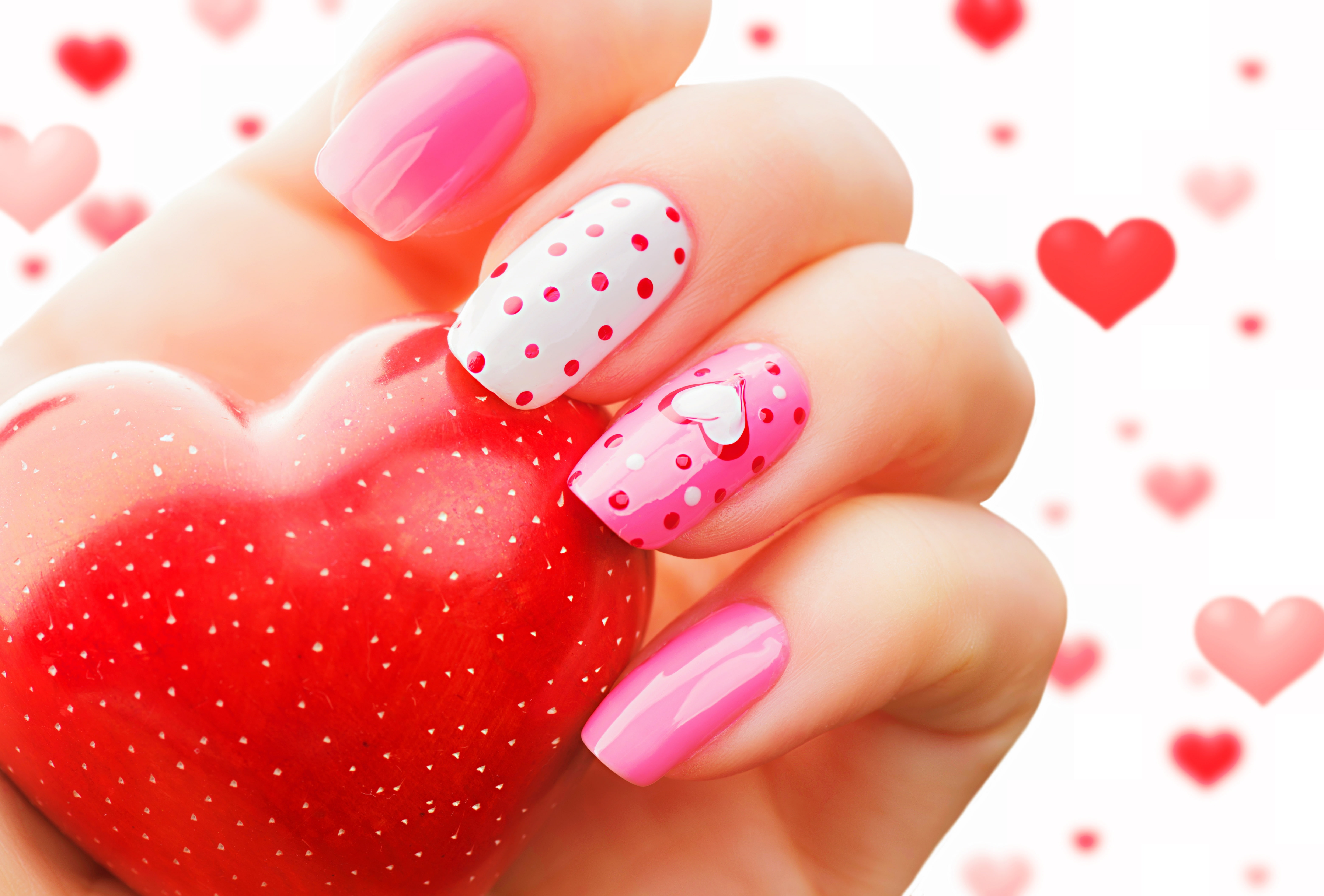manicure, heart, love, 5K, valentine`s day, romantic, HD Wallpaper