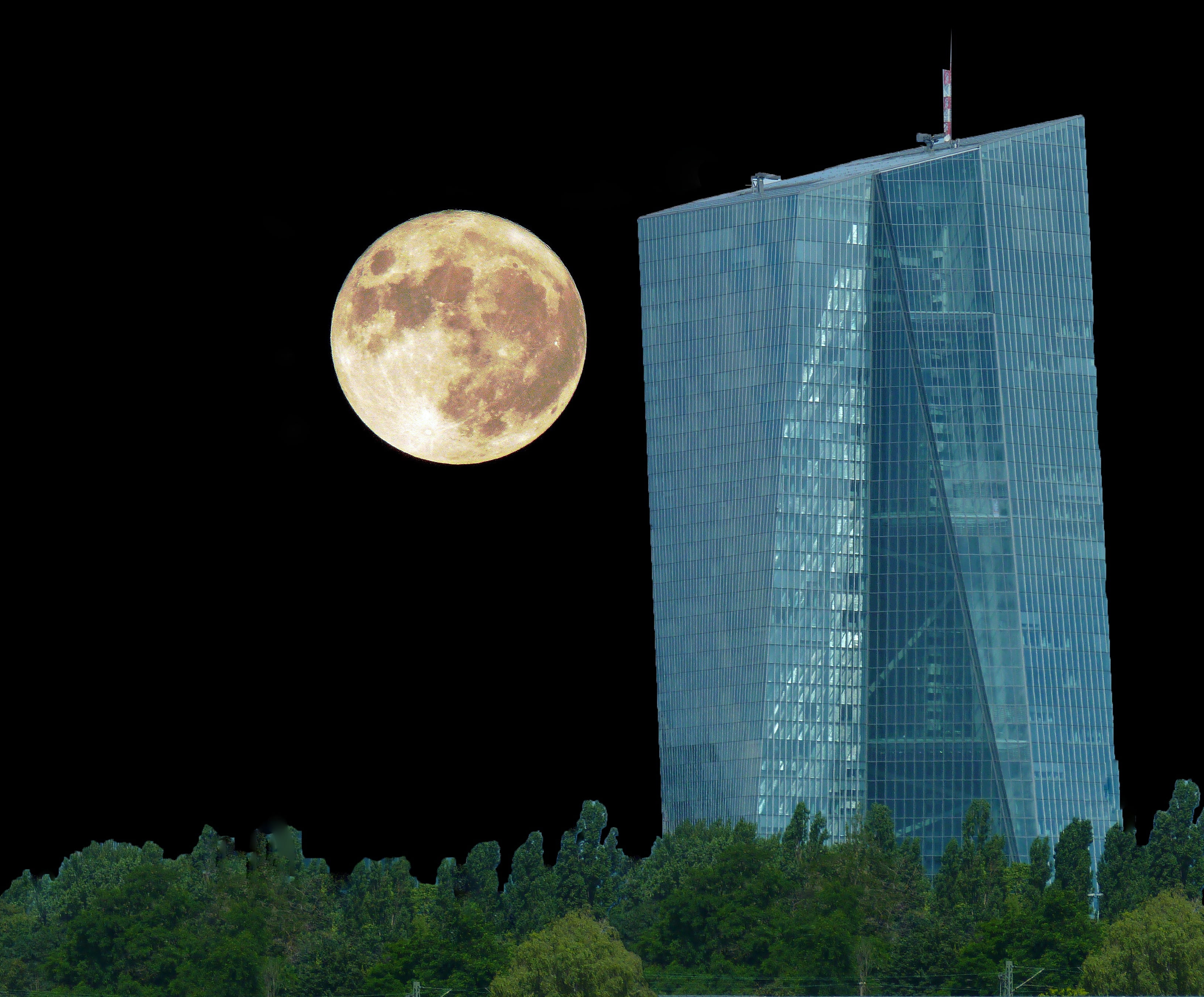 space, circle, skyscraper, central bank, planetary moon, europe, night, architecture, nature, astronomy, built structure, space exploration, moon, shape, HD Wallpaper