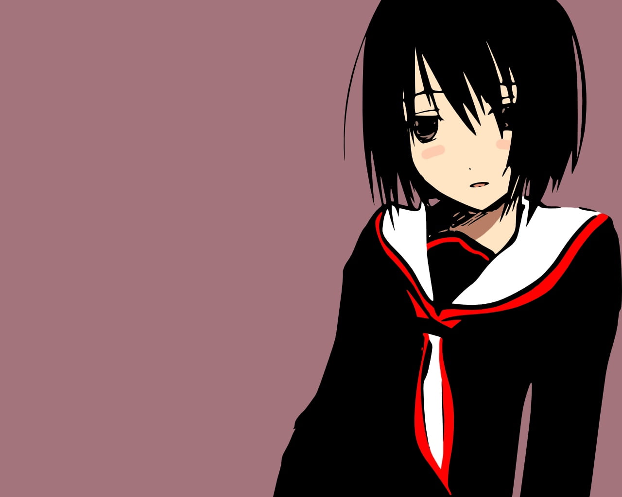 nakahara misaki, front view, hairstyle, black, women, young women, illustration, portrait, young adult, headshot, bangs, cut out, nhk ni youkoso, wall - building feature, HD Wallpaper