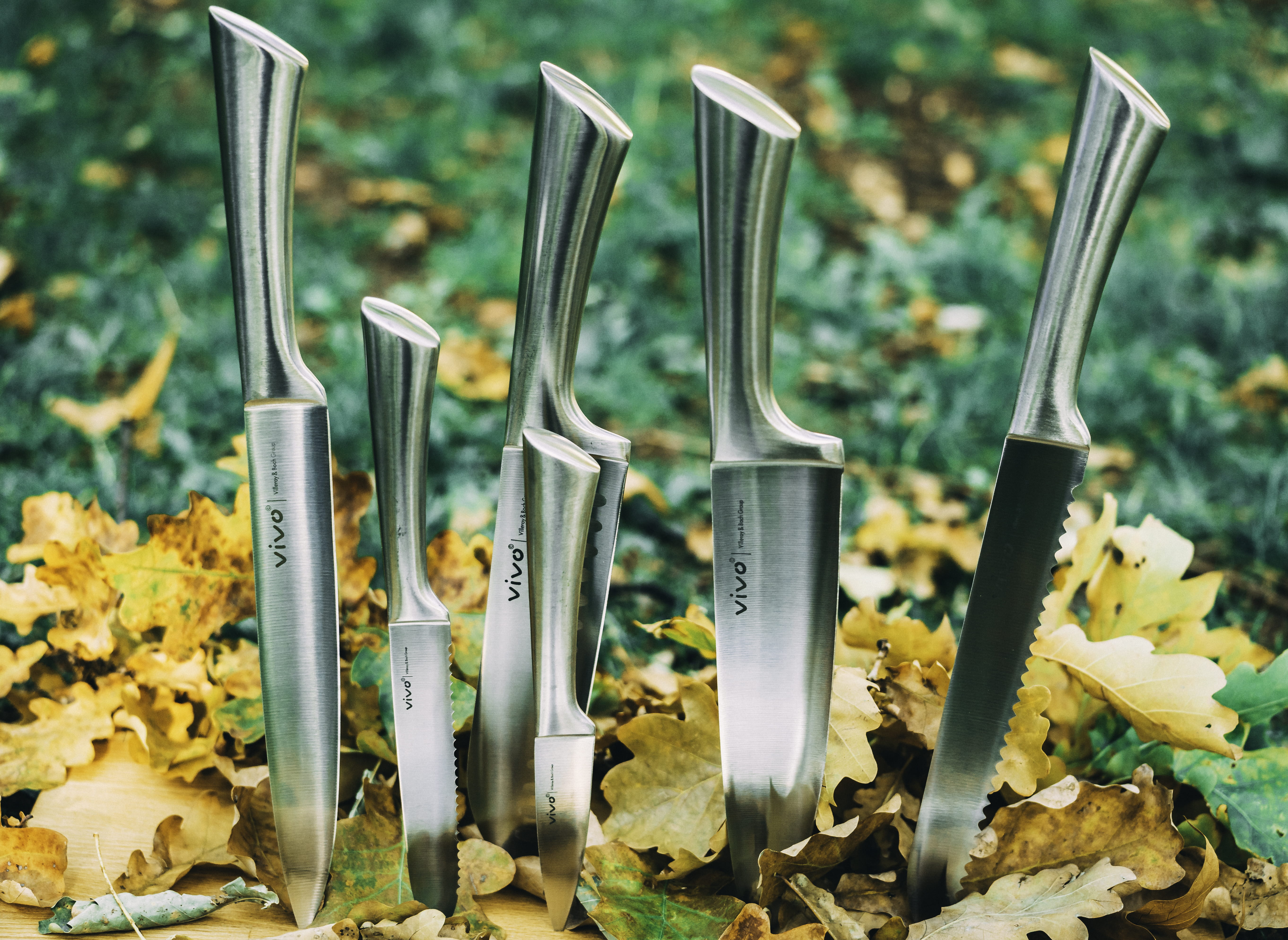 sharp, gray, culinary, nature, outdoor, color, walking, stainless, plant, close-up, choice, equipment, knife set, leaves, hand tool, cooking, day, six, HD Wallpaper