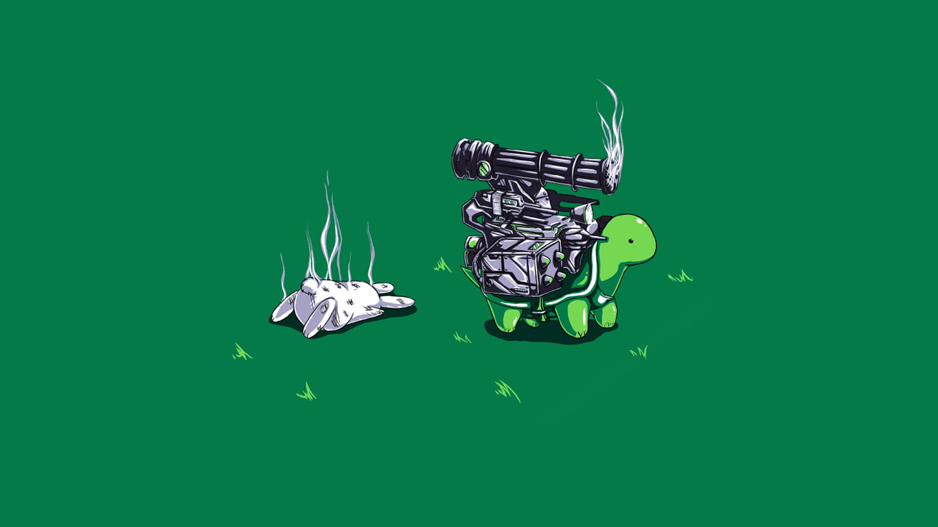 indoors, humor, green color, turtle, colored background, copy space, social issues, handgun, motor vehicle, inspiration, emotion, minimalism, rabbits, no people, HD Wallpaper
