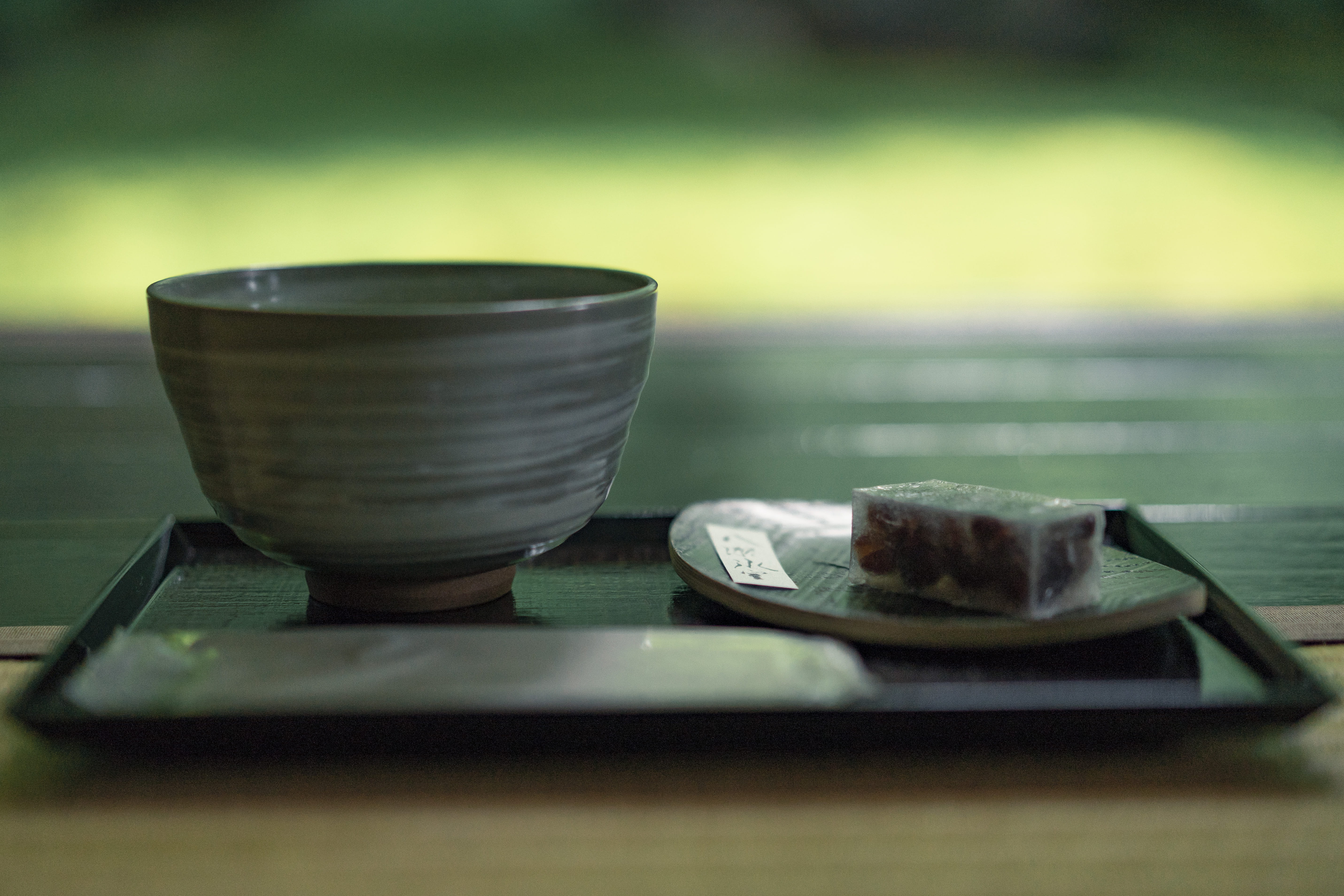 crockery, selective focus, hot drink, green, japan, coffee, kitchen utensil, no people, cup, saucer, tea cup, wood - material, table, kyoto, tray, matcha, HD Wallpaper