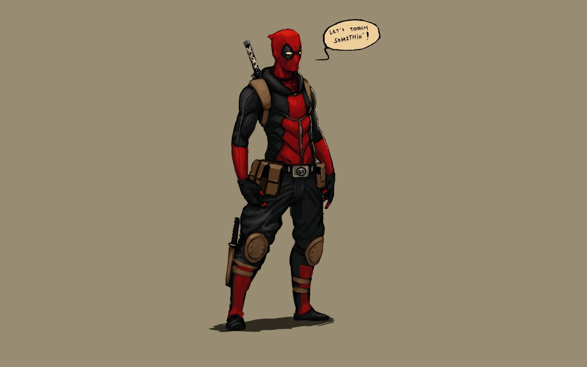 toy, headwear, protection, law, deadpool, government, gun, holding, comix, handgun, security, standing, courage, 1080P, uniform, illustration, red, representation, HD Wallpaper