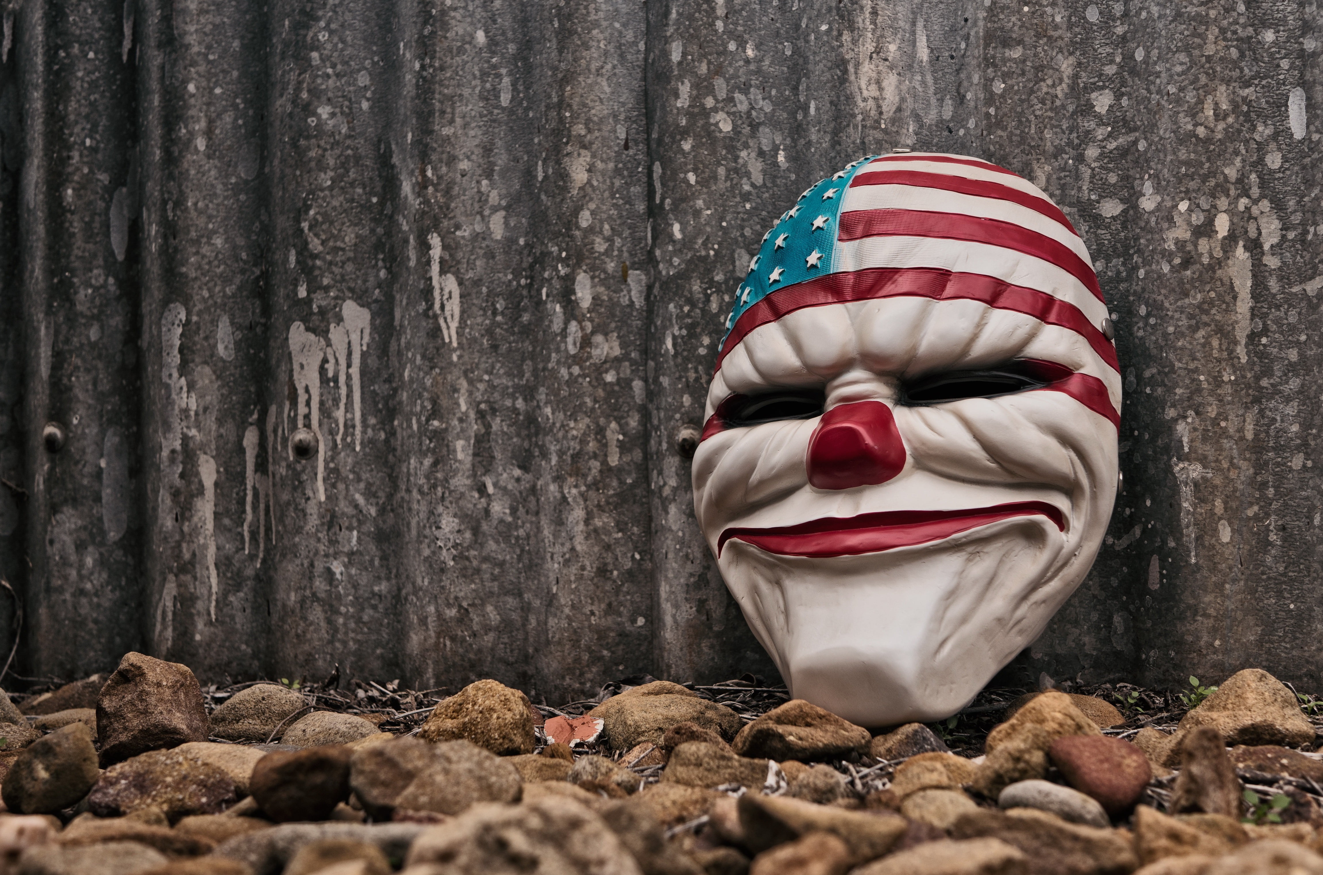 face, evil, 4K, USA flag, mask, America, clown, USA, HD Wallpaper