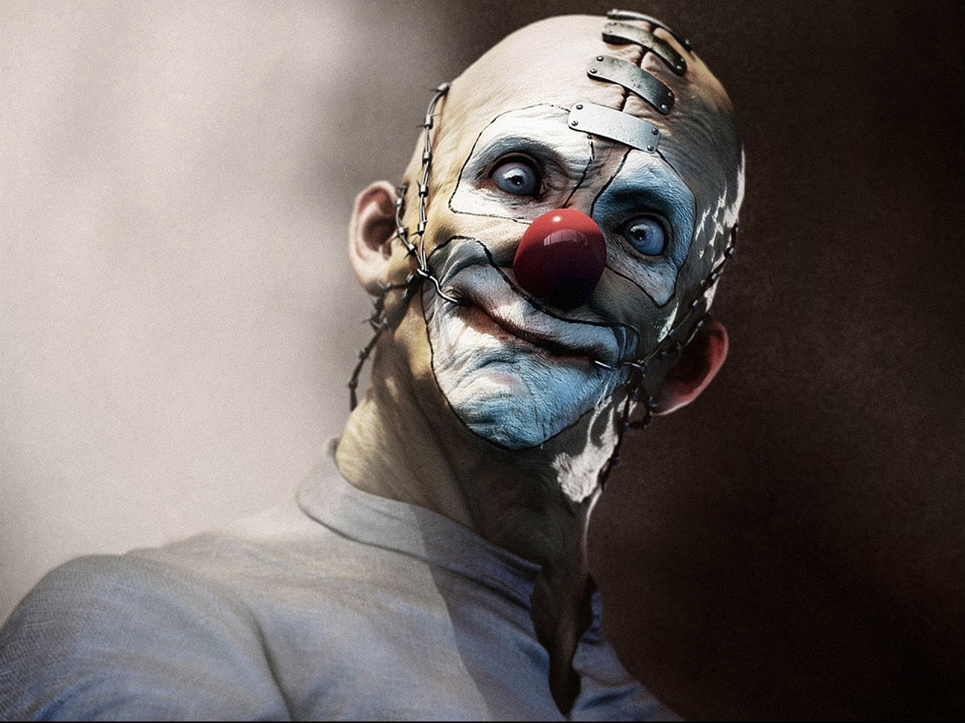 artwork, human body part, indoors, clown, men, paint, headshot, creativity, lifestyles, art, body part, 1080P, art and craft, human representation, horror, HD Wallpaper
