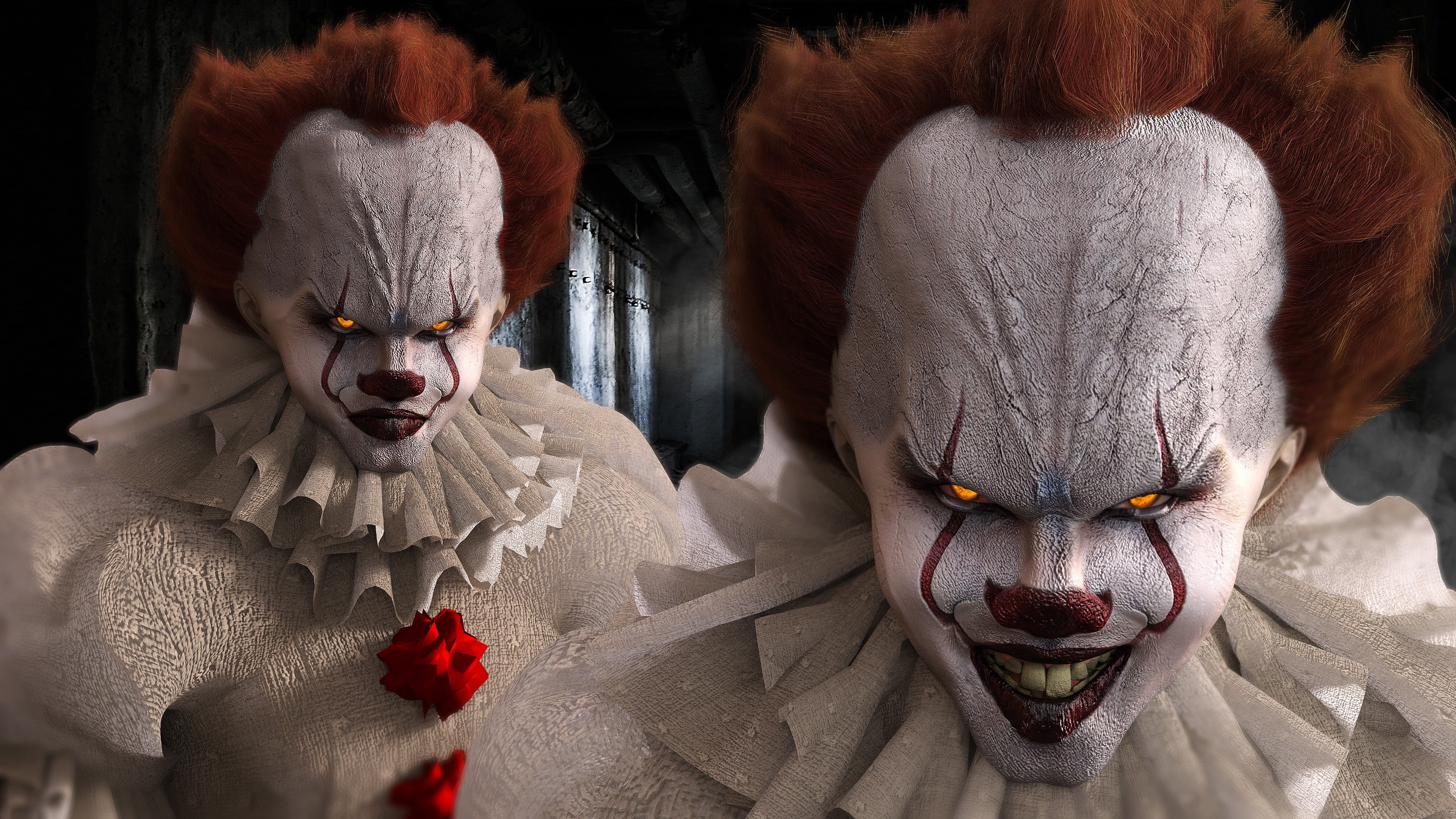 jester, clown, Bill Skarsgard, character, 4K, Scary Clown, It, 4k, HD Wallpaper