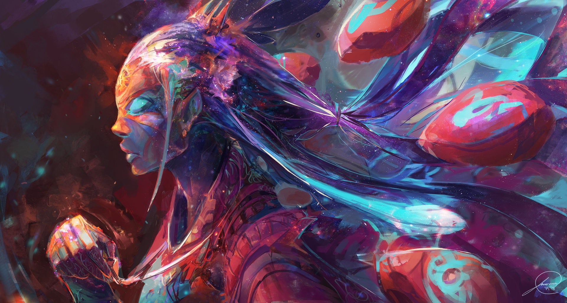 profile, jason nguyen, Entity, artwork, digital art, fantasy art, 1080P, colorful, space, face, HD Wallpaper