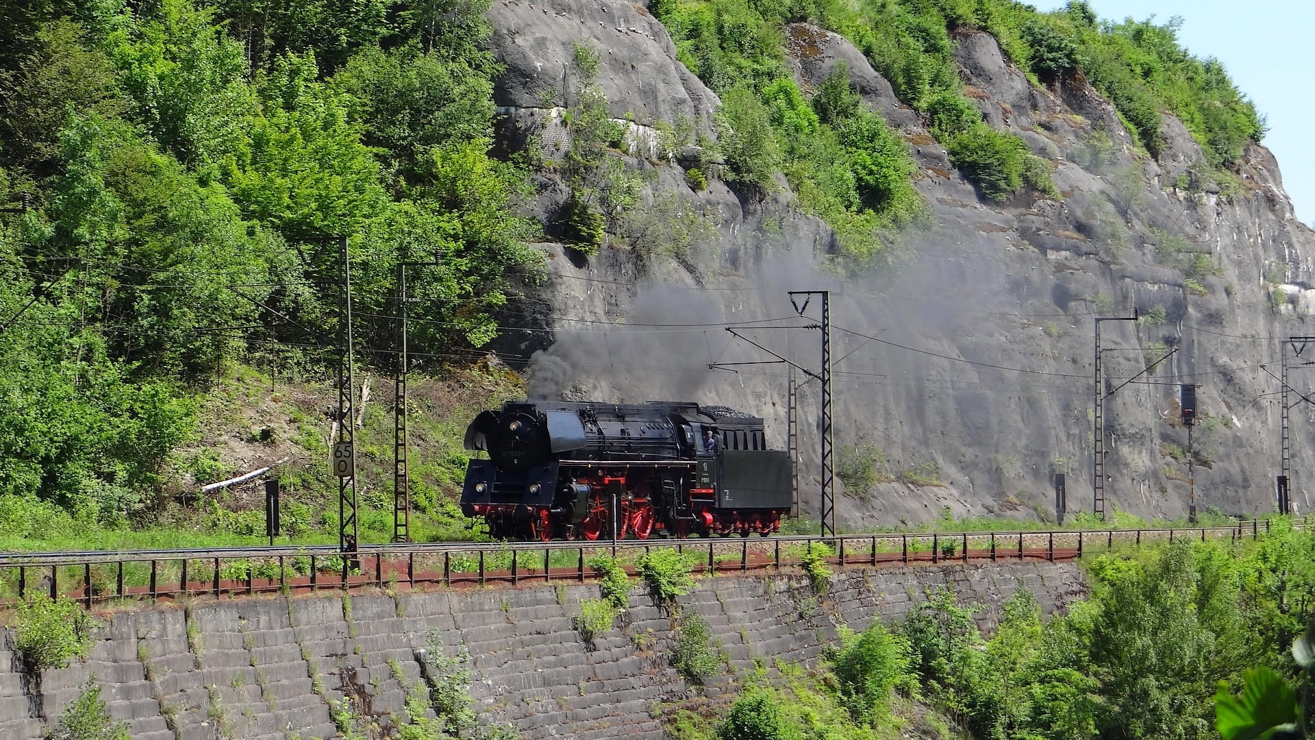 Br, train - vehicle, tree, outdoors, beauty in nature, steam, locomotive, transportation, land vehicle, mode of transportation, br 01, army, no people, HD Wallpaper
