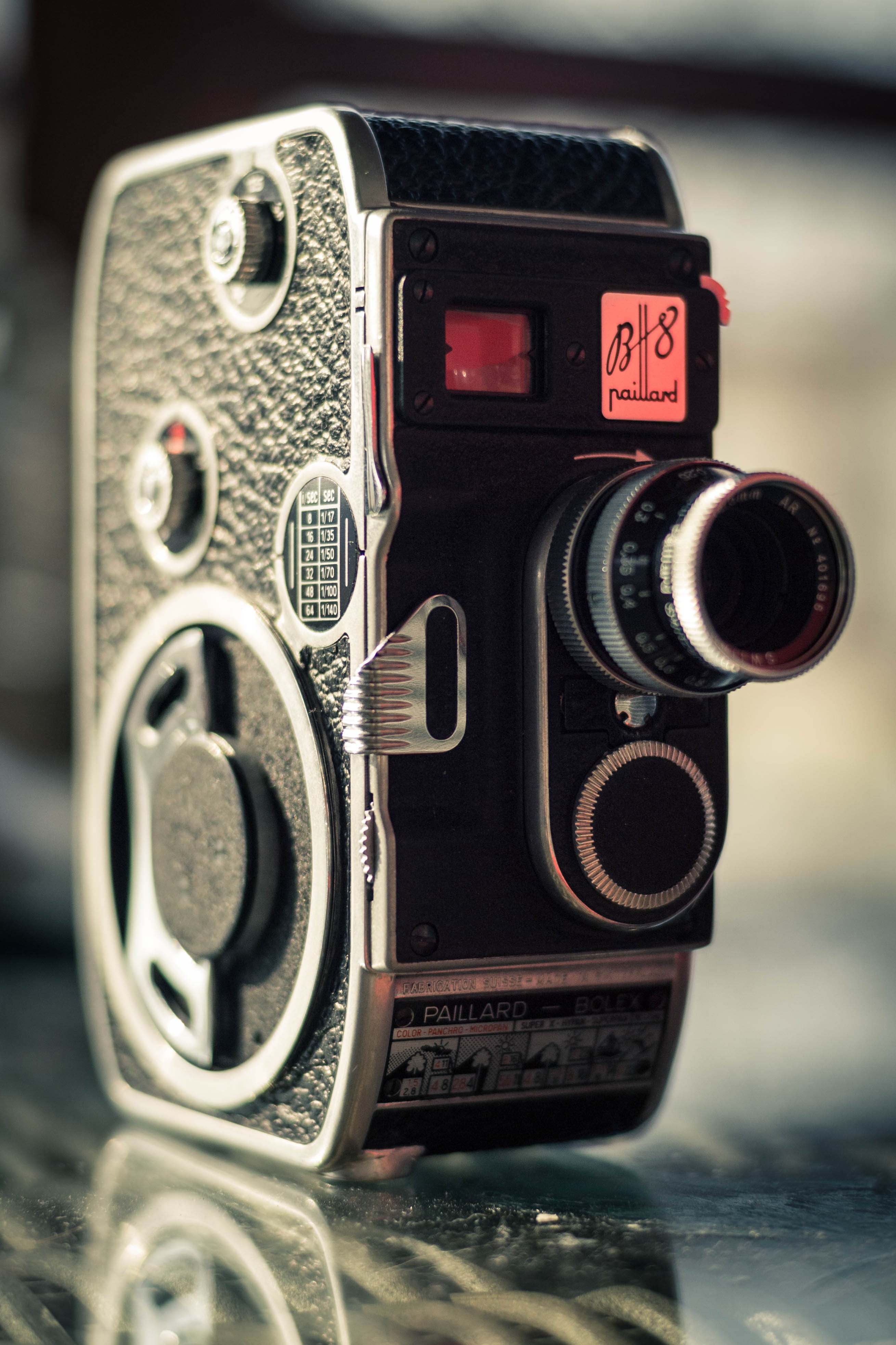 western script, focus on foreground, no people, push button, paillard bolex b8, single object, slr camera, close-up, text, antique, paillard bolex, number, Phone HD Wallpaper