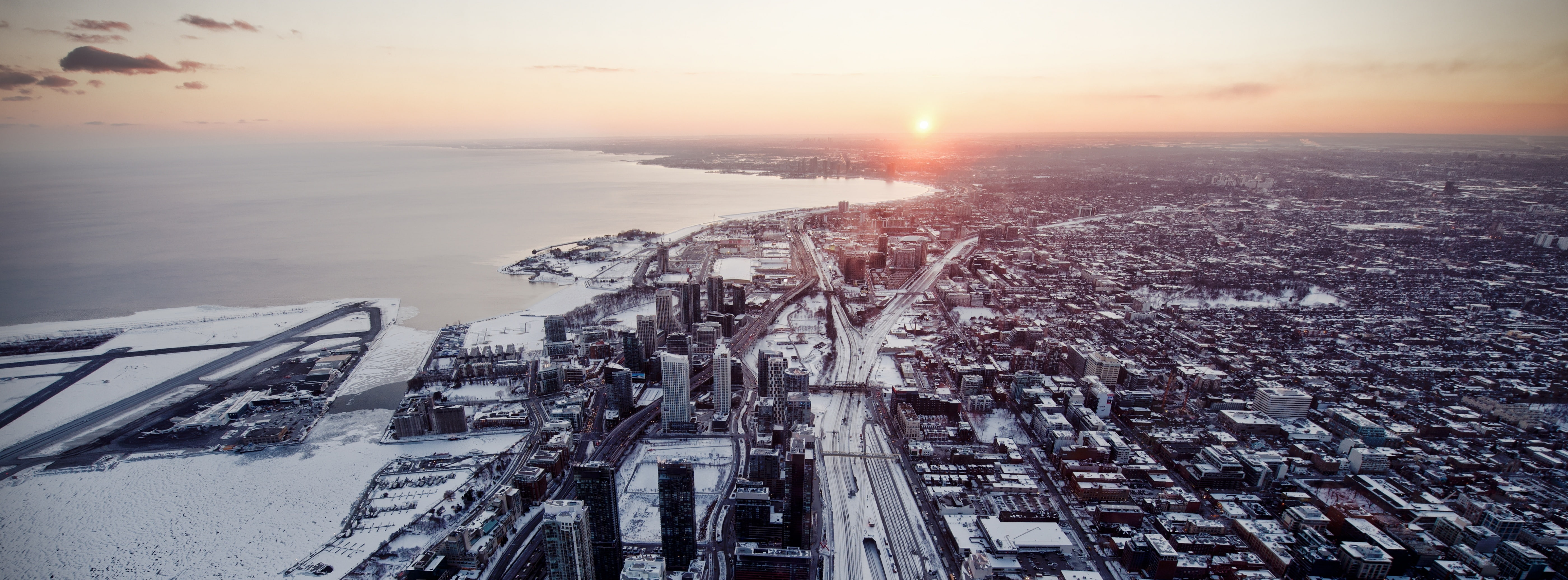 beauty in nature, aerial view, 5K, Canada, environment, Toronto, ice, Wide, building exterior, scenics - nature, outdoors, view, cold temperature, landscape, HD Wallpaper