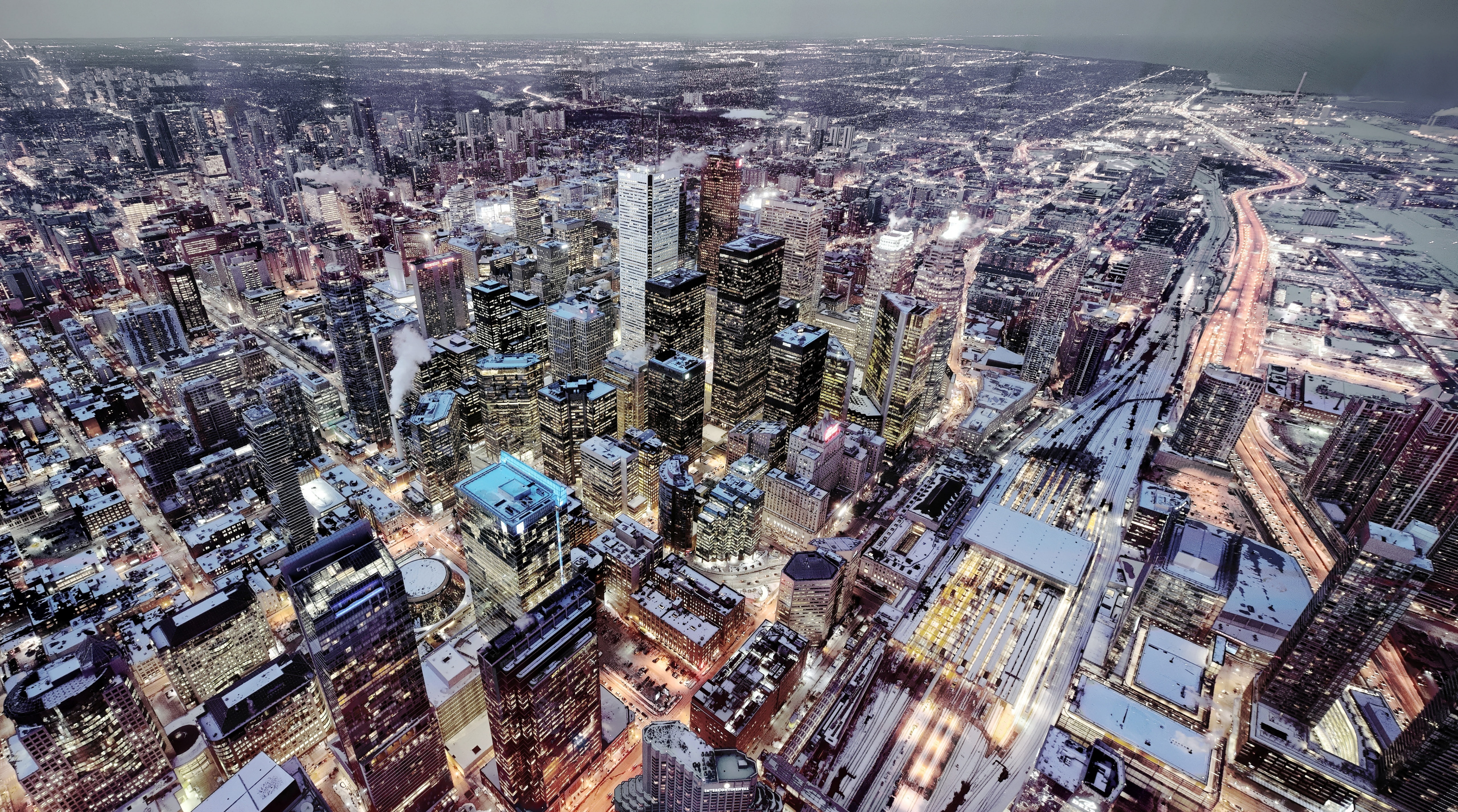 Aerial, skyscraper, aerial view, crowd, office building exterior, crowded, city life, residential district, Wide, architecture, city, outdoors, travel destinations, HD Wallpaper