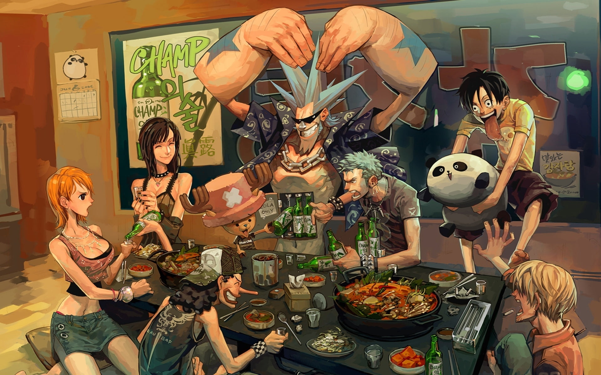 characters, friends, one, sushi, 1080P, art, piece, fan, HD Wallpaper