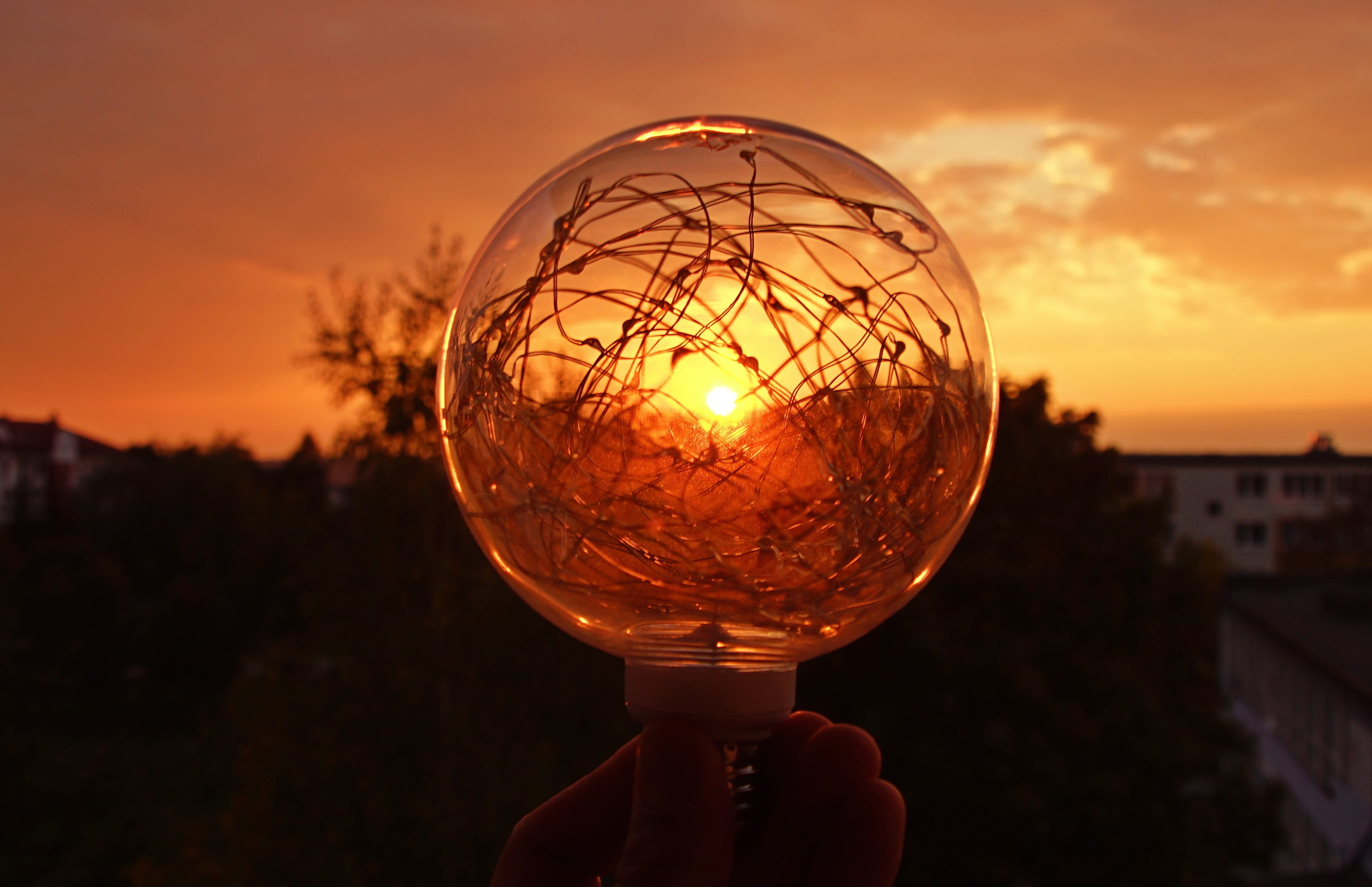 current, hand, human hand, human body part, cloud - sky, orange color, the light bulb, nature, led, figure, focus on foreground, energy, landscape, holding, HD Wallpaper
