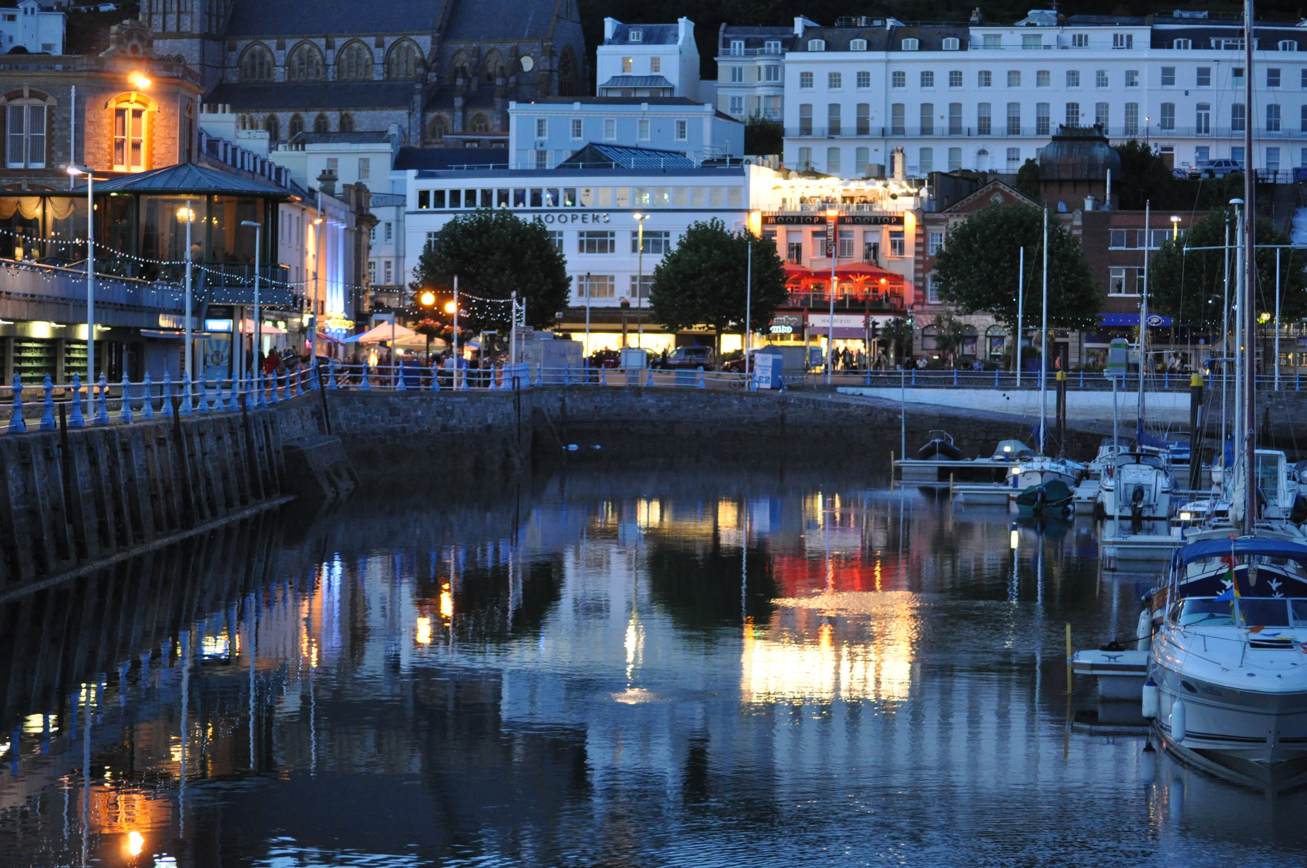 4K, nautical vessel, marina, building exterior, quayside, torbay, waterfront, passenger craft, connection, architecture, night, bridge, illuminated, sailboat, HD Wallpaper