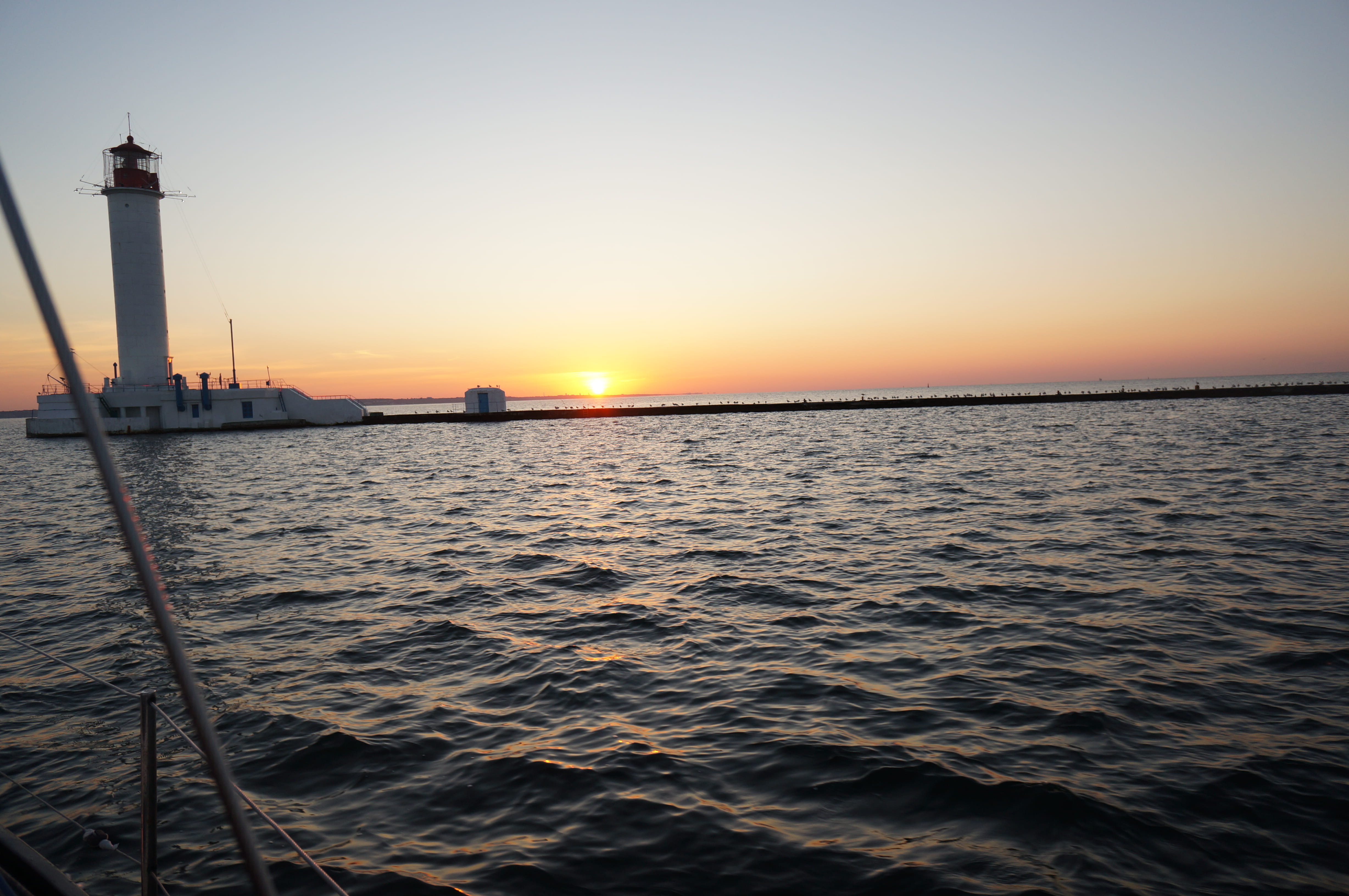 scenics - nature, beauty in nature, tranquil scene, sun, transportation, lighthouse, sky, tower, guidance, no people, sailboat, travel, sailing, nautical vessel, HD Wallpaper