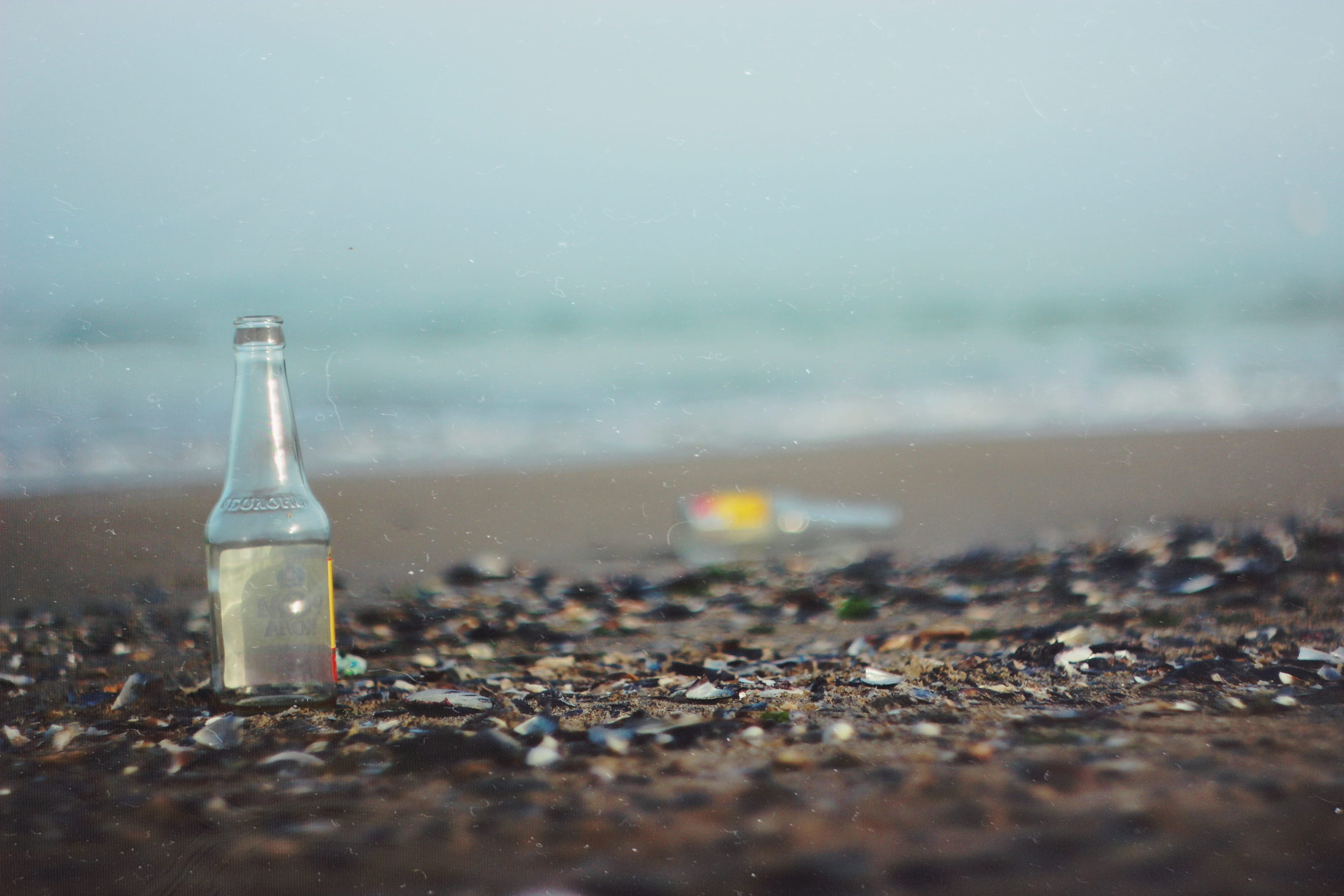 bottle, garbage, container, glass - material, land, messy, environment, pebble, odessa oblast, ukraine, water pollution, environmental issues, transparent, HD Wallpaper