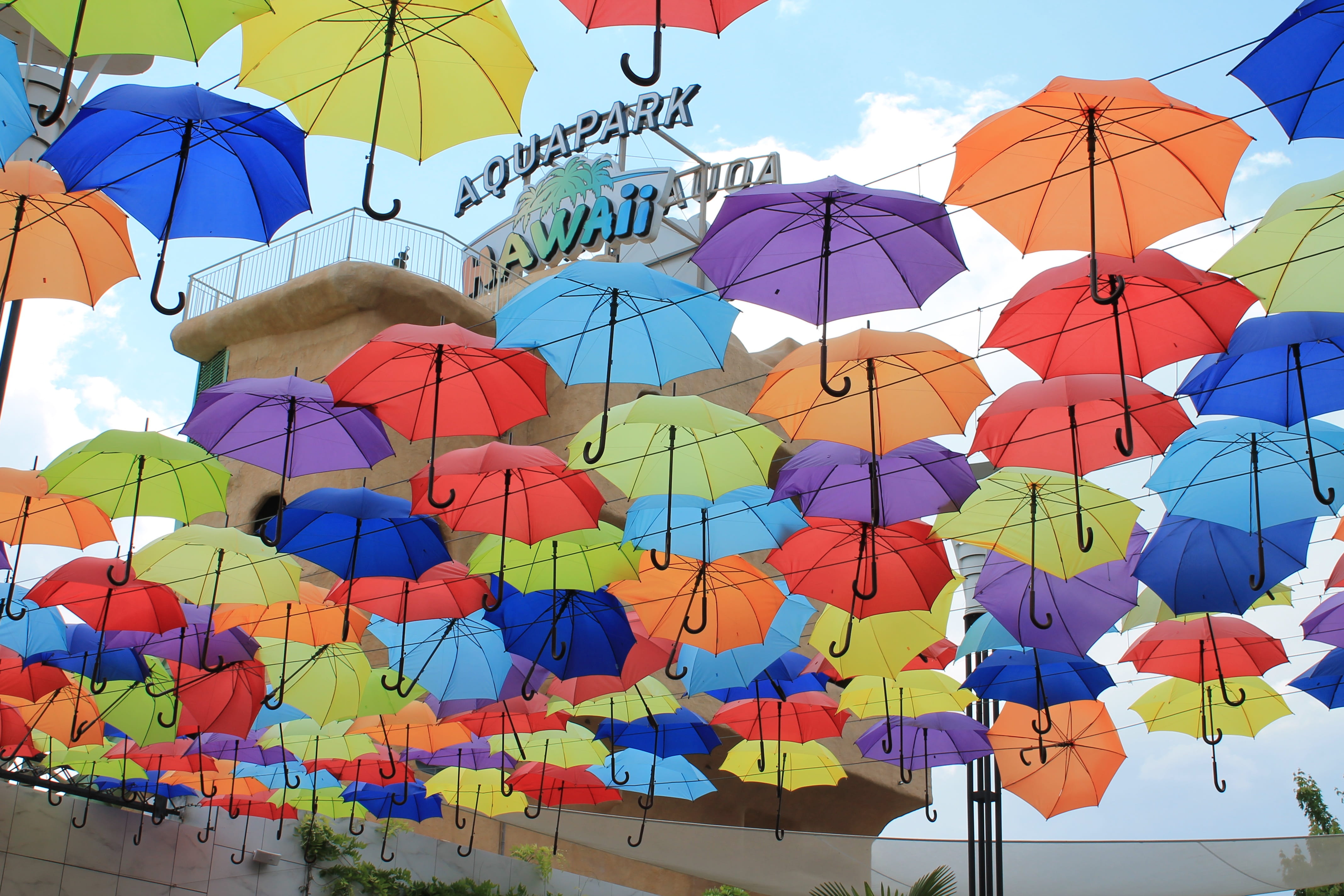 low angle view, outdoors, building exterior, nature, no people, alley, shadow, close-up, umbrella, cloud - sky, 4K, sky, umbrellas, security, odessa, travel, HD Wallpaper