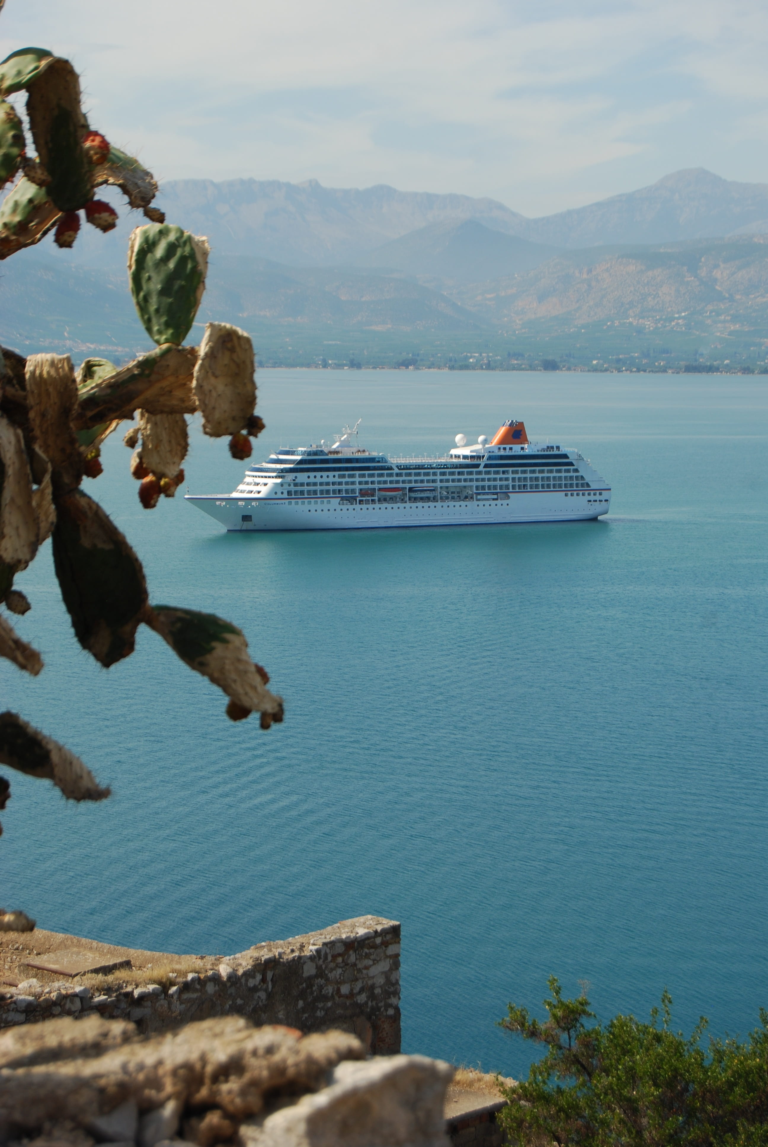 nautical vessel, rock, transportation, sea, plant, scenics - nature, beauty in nature, cruise ship, columbus, bloom, travel, stand, 4K, nature, mountain range, Phone HD Wallpaper