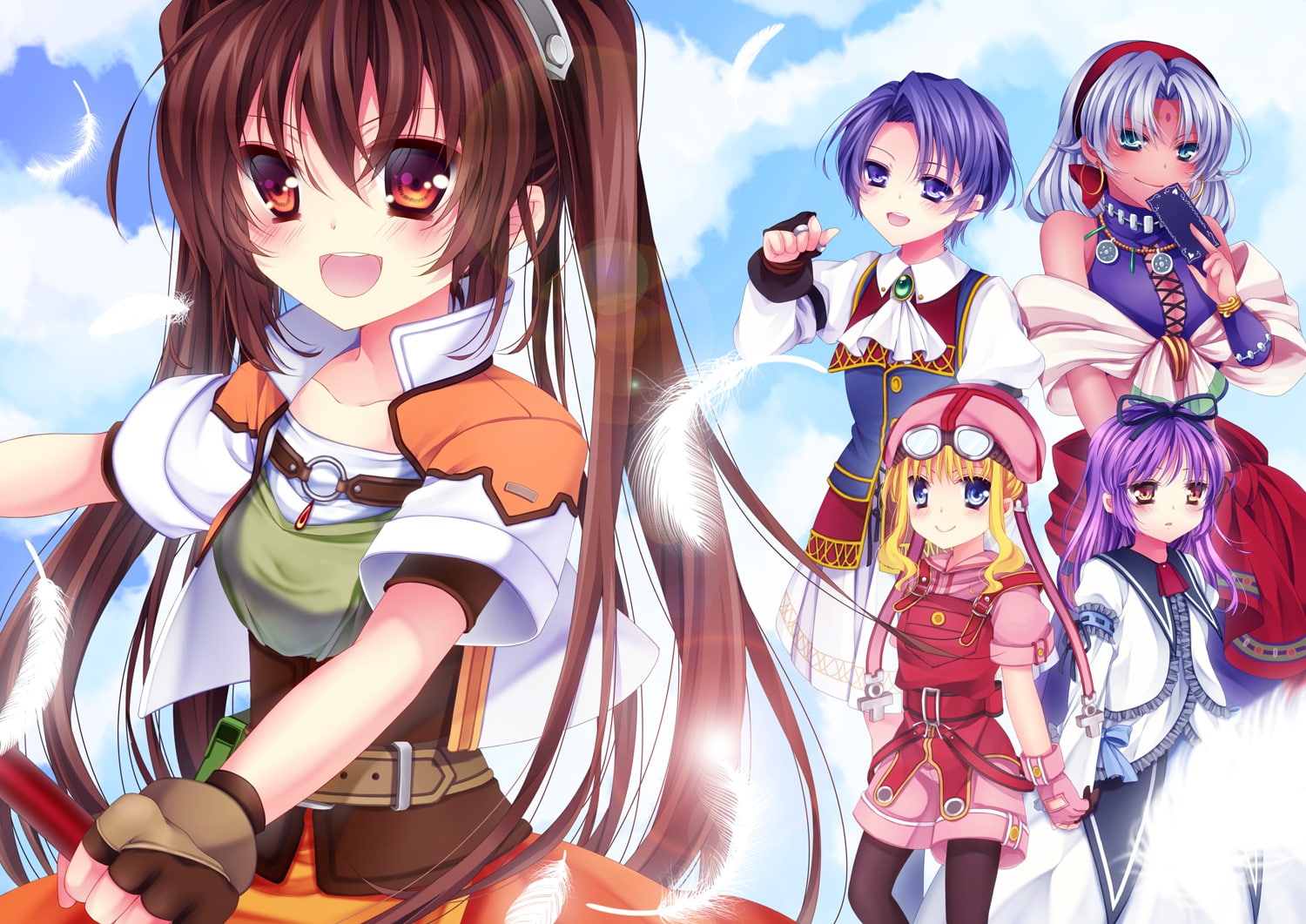 estelle, rinz, feathers, sara, russell, densetsu, mikazuki, eiyuu, klose, 720P, sora, bright, renne, scherazard, harvey, kiseki, tita, HD Wallpaper